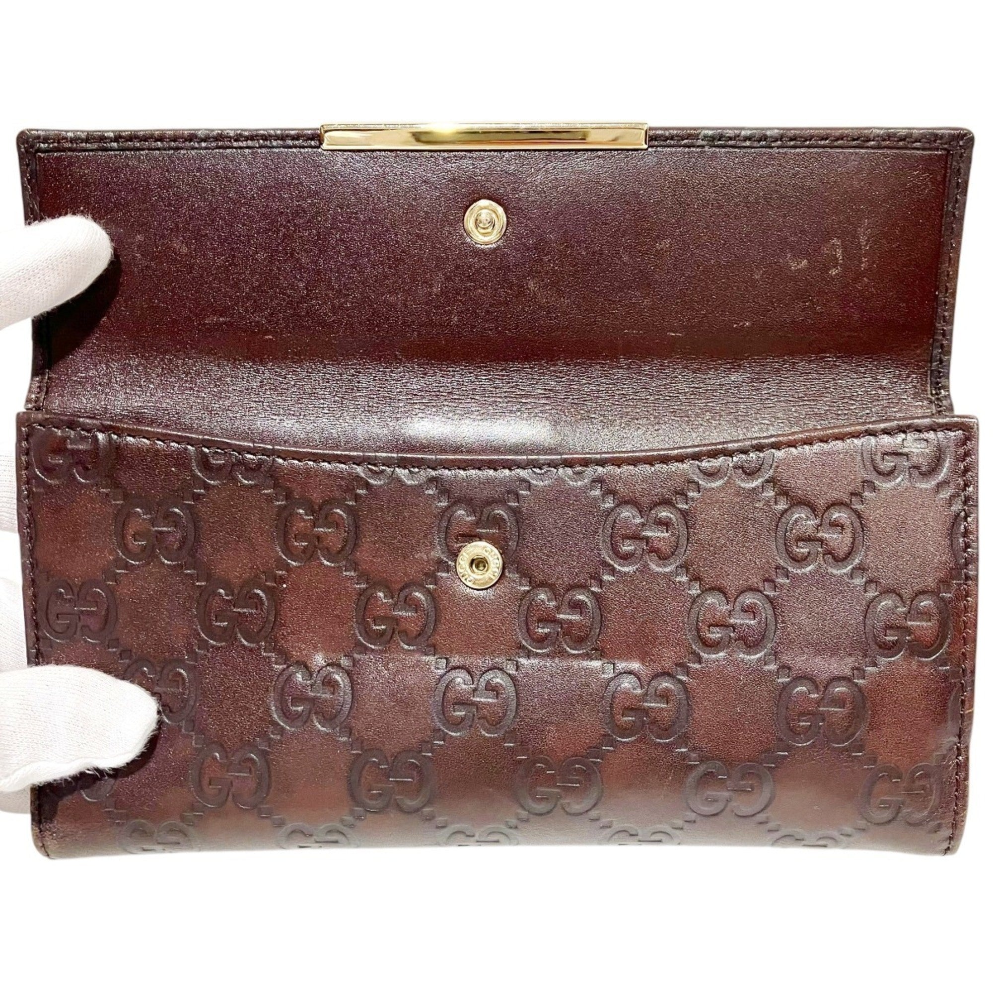 Gucci Guccissima Brown Leather Long Wallet (Bi-Fold) (Pre-Owned)