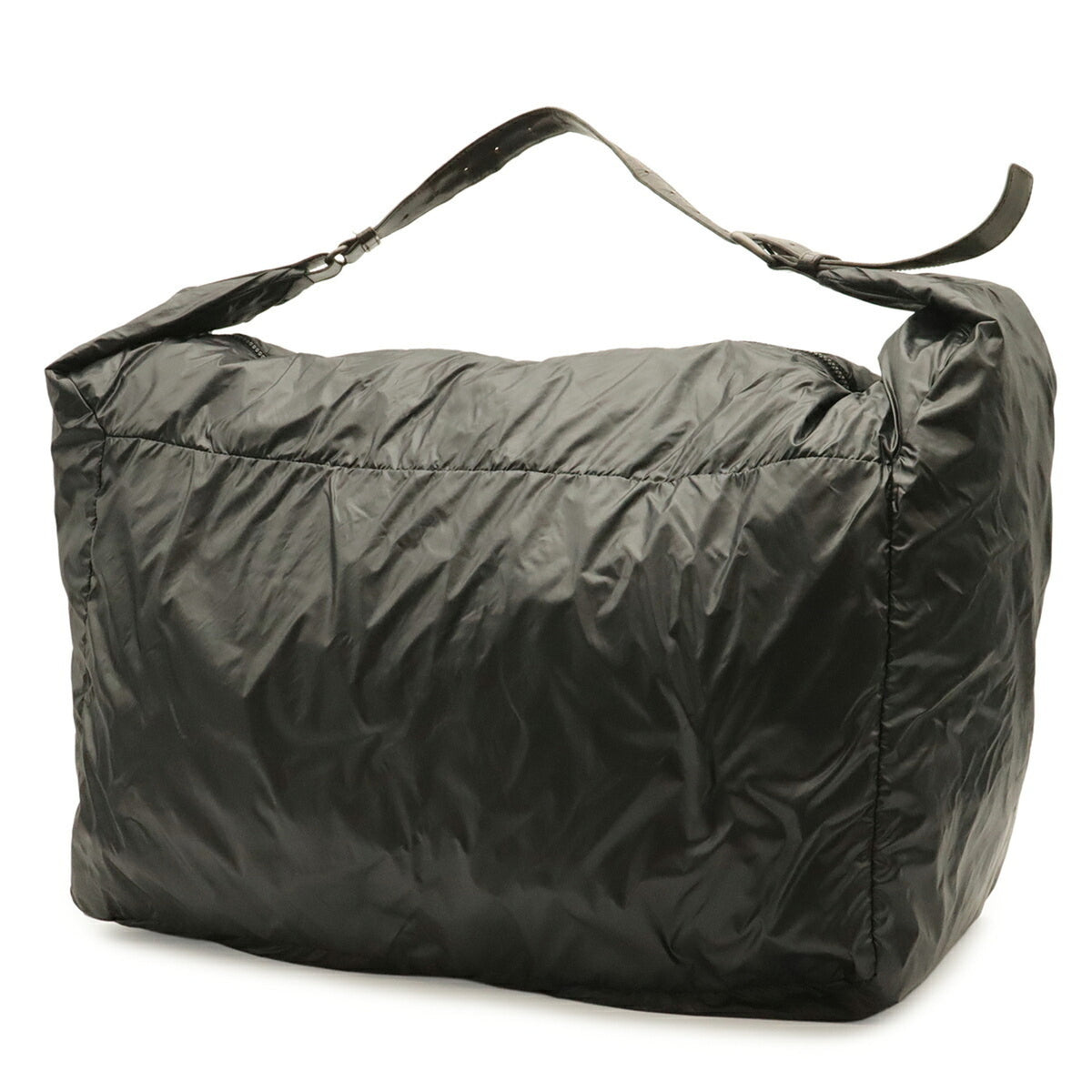Bottega Veneta Black Dark Brown Nylon Leather Shoulder Bag Tote Bag (Pre-Owned)