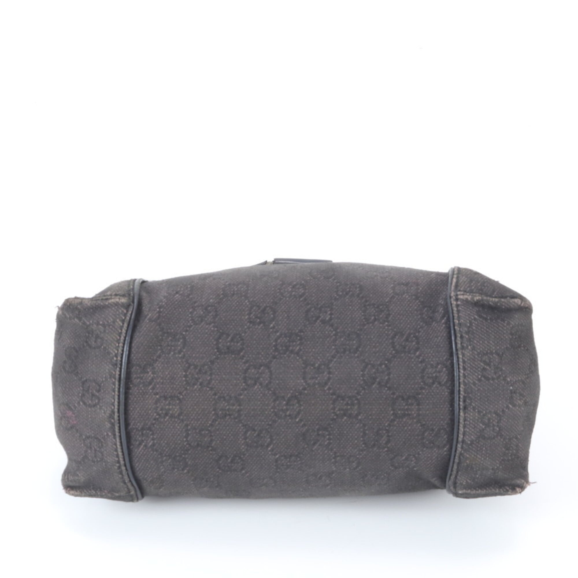 Gucci Gg Canvas Black Leather Canvas Handbag Tote Bag (Pre-Owned)