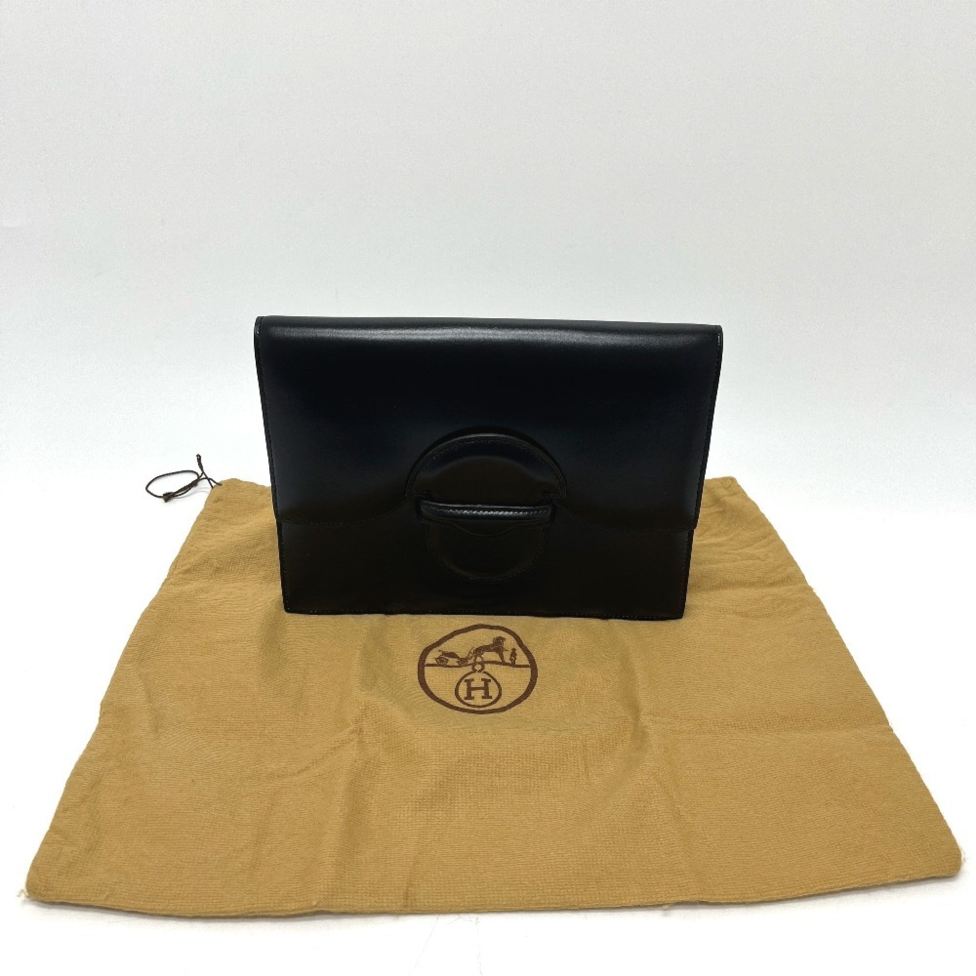 Hermes Black Box Calf Leather Clutch Bag (Pre-Owned)
