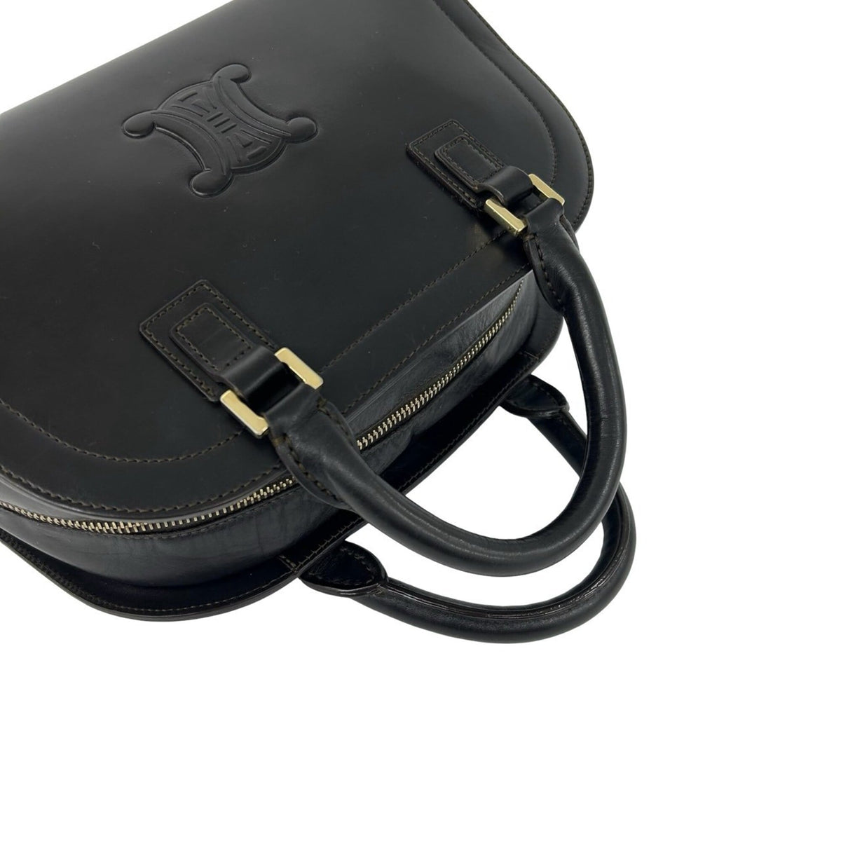 Celine Brown Leather Boston Bag Handbag (Pre-Owned)
