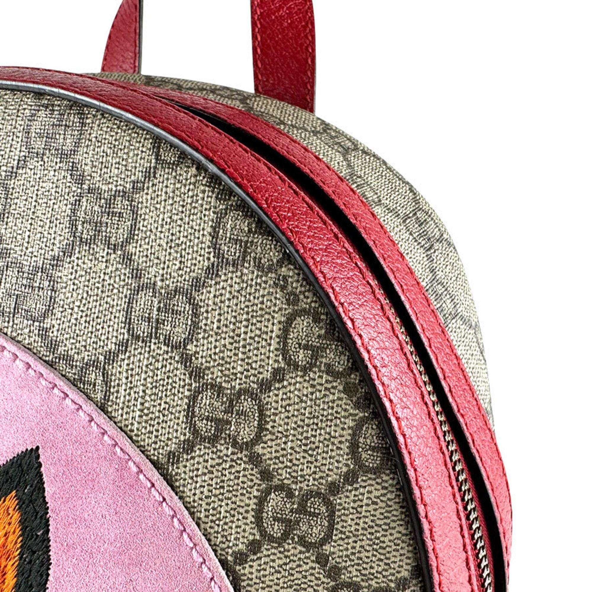 Gucci Brown Pink Red Color Gg Supreme Backpack (Pre-Owned)