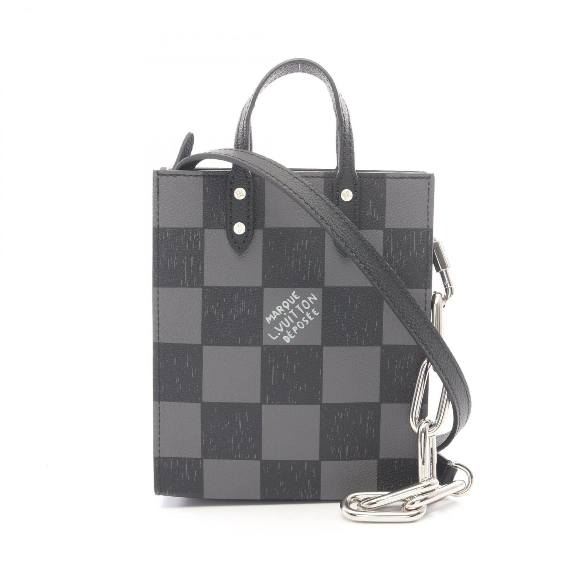 Louis Vuitton Black Damier Canvas Noir Leather Handbag (Pre-Owned)