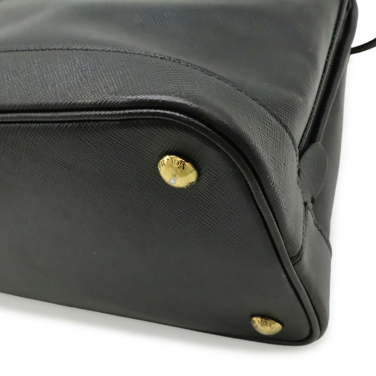 Prada Saffiano Black Leather Handbag Shoulder Bag (Pre-Owned)
