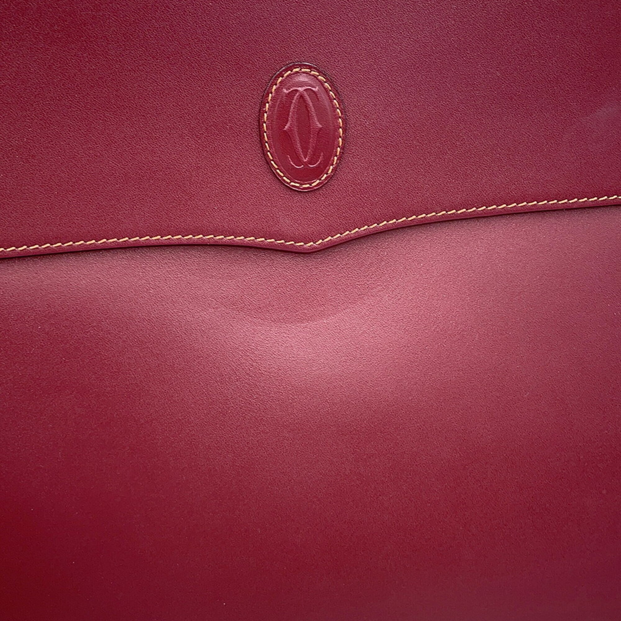 Cartier Must Bordeaux Leather Handbag Tote Bag (Pre-Owned)