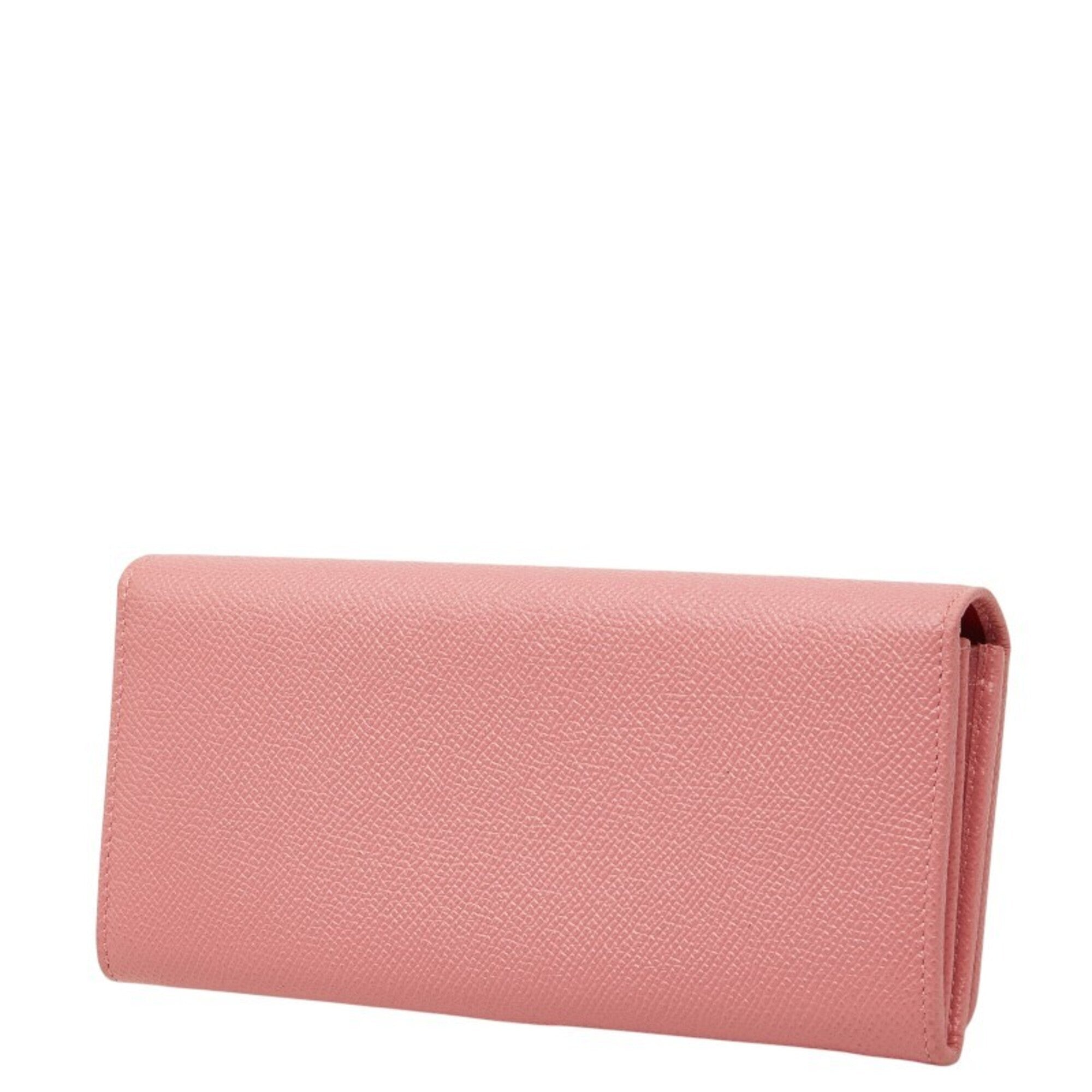 Bvlgari Pink Leather Long Wallet (Bi-Fold) (Pre-Owned)