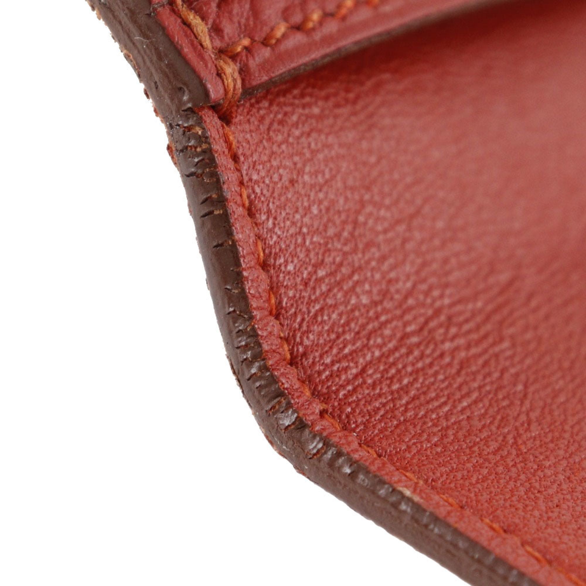 Hermes Dogon Red Color Togo Leather Long Wallet (Bi-Fold) (Pre-Owned)