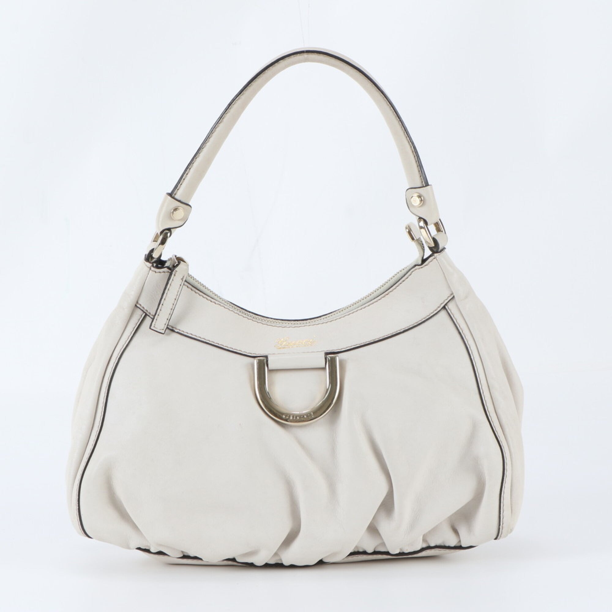 Gucci Abbey Ivory Leather Handbag Shoulder Bag (Pre-Owned)
