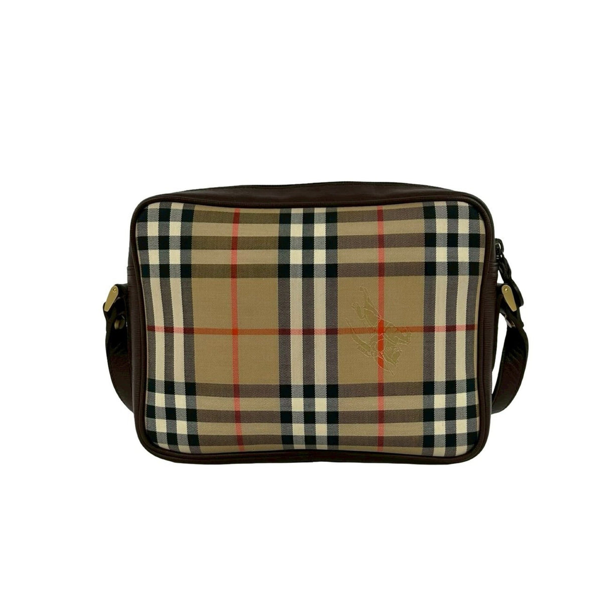 Burberry Beige Brown Canvas Leather Pochette Shoulder Bag (Pre-Owned)