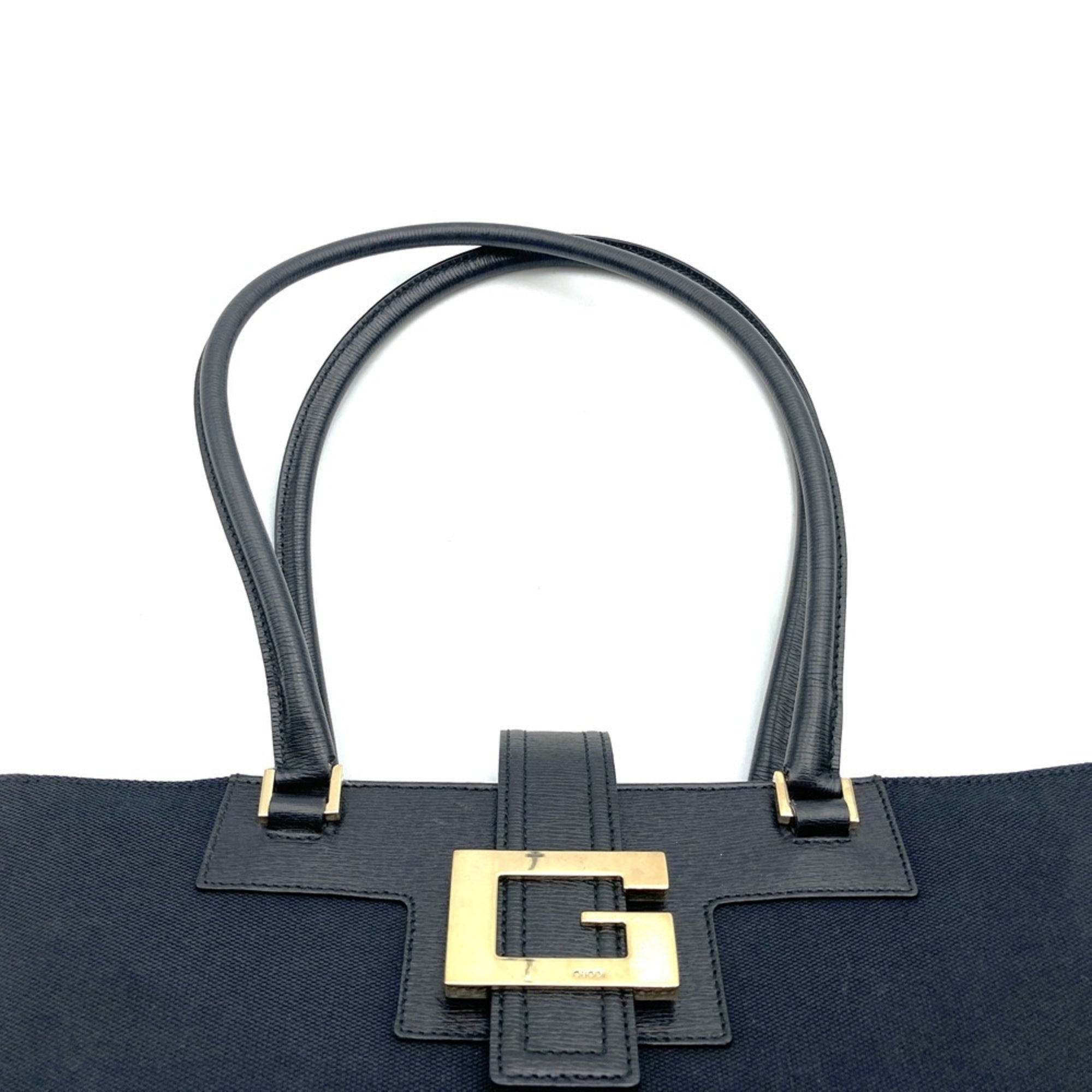 Gucci Black Canvas Leather Tote Bag (Pre-Owned)