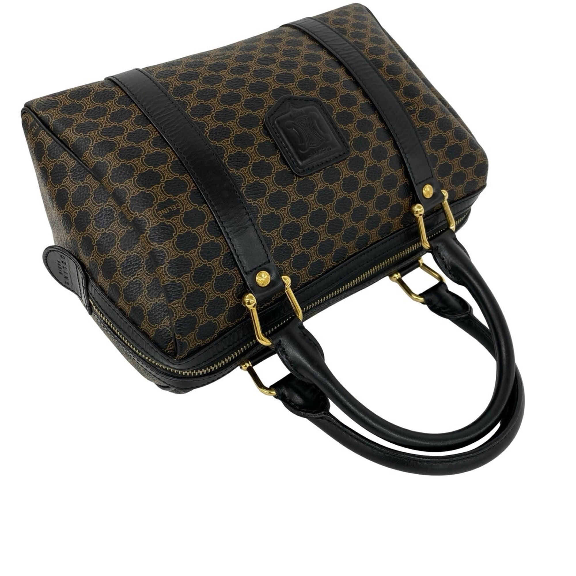 Celine Black Brown Leather Pvc Boston Bag Handbag (Pre-Owned)