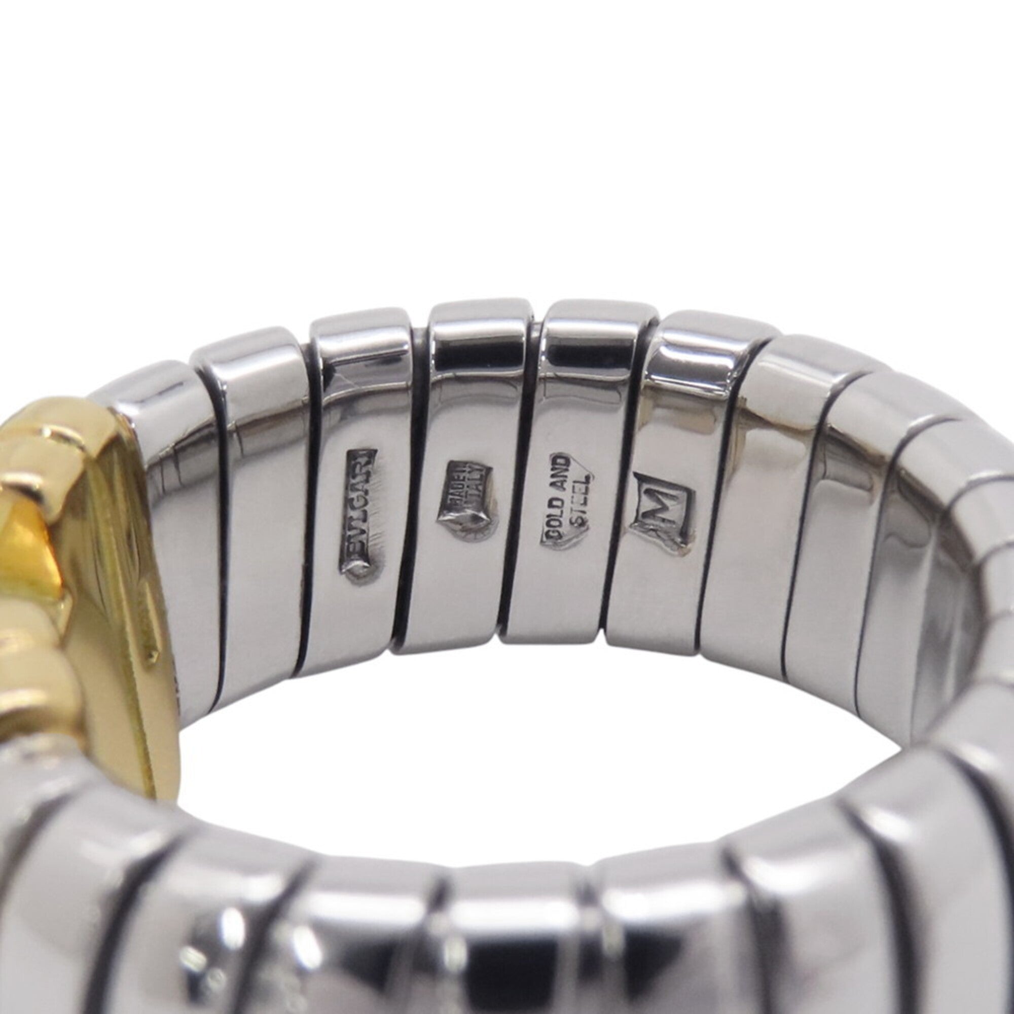 Bvlgari Tubogas Yellow Gold (18K) Stainless Steel Band Ring (Pre-Owned)