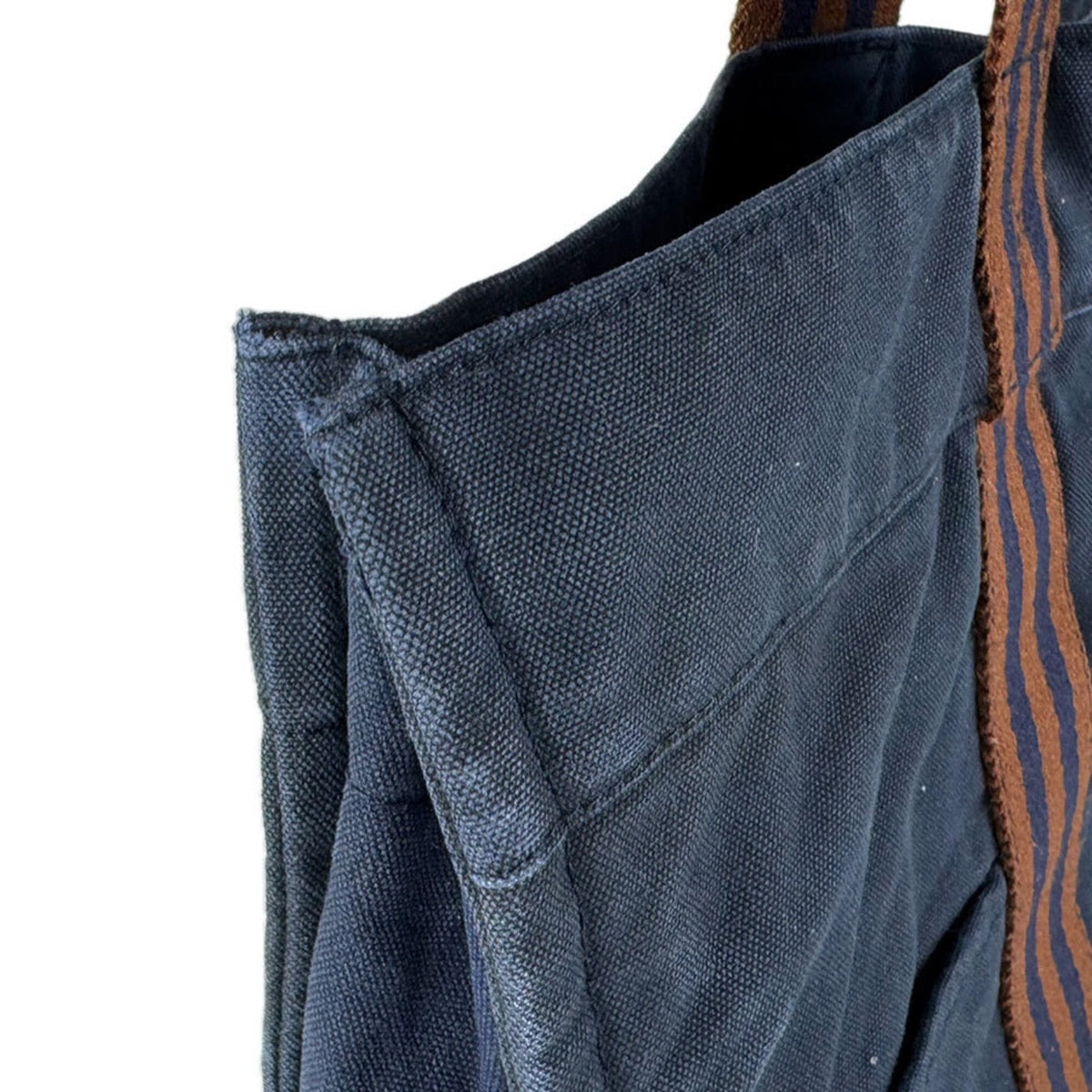 Hermes Brown Navy Canvas Handbag (Pre-Owned)
