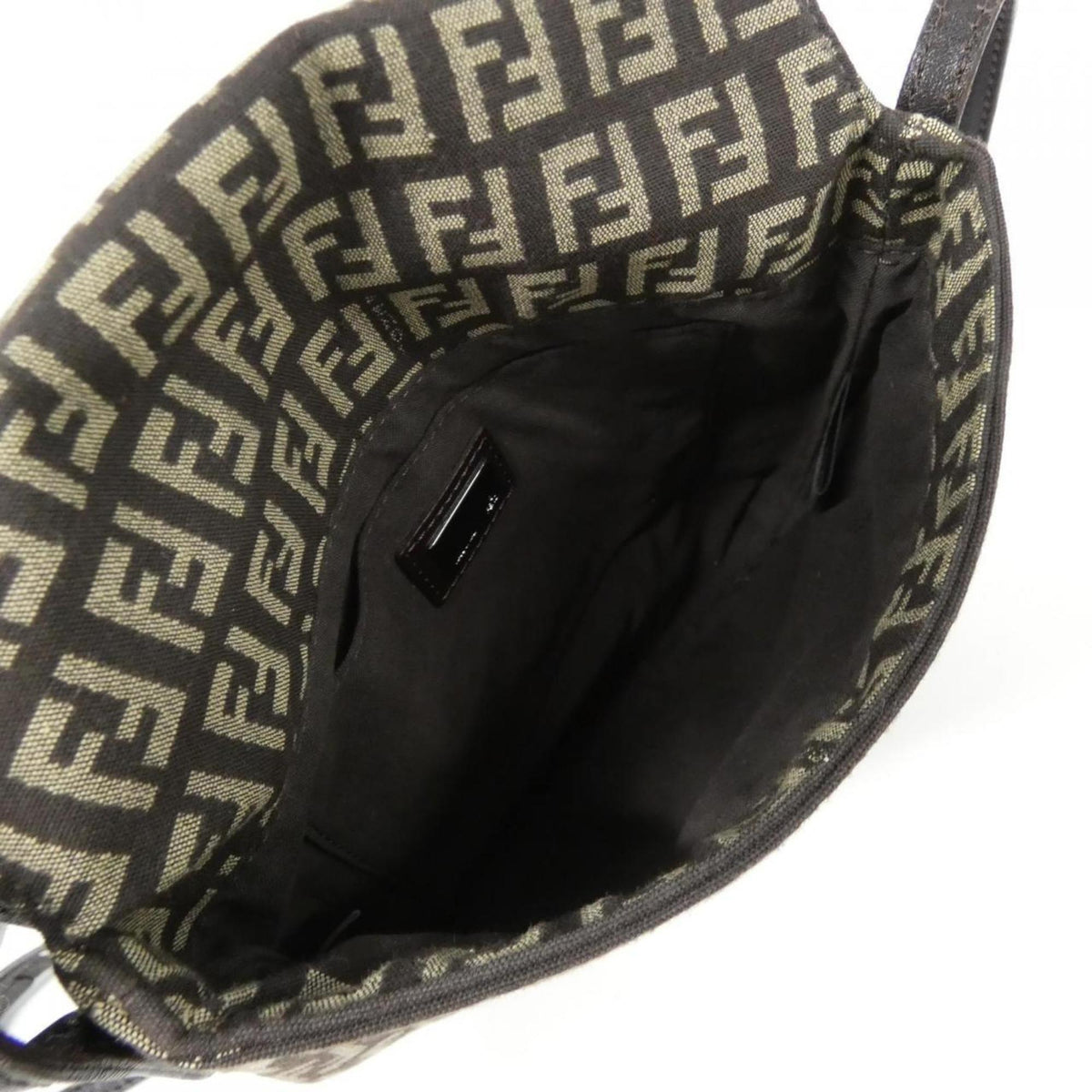 Fendi Beige Brown Canvas Shoulder Bag (Pre-Owned)