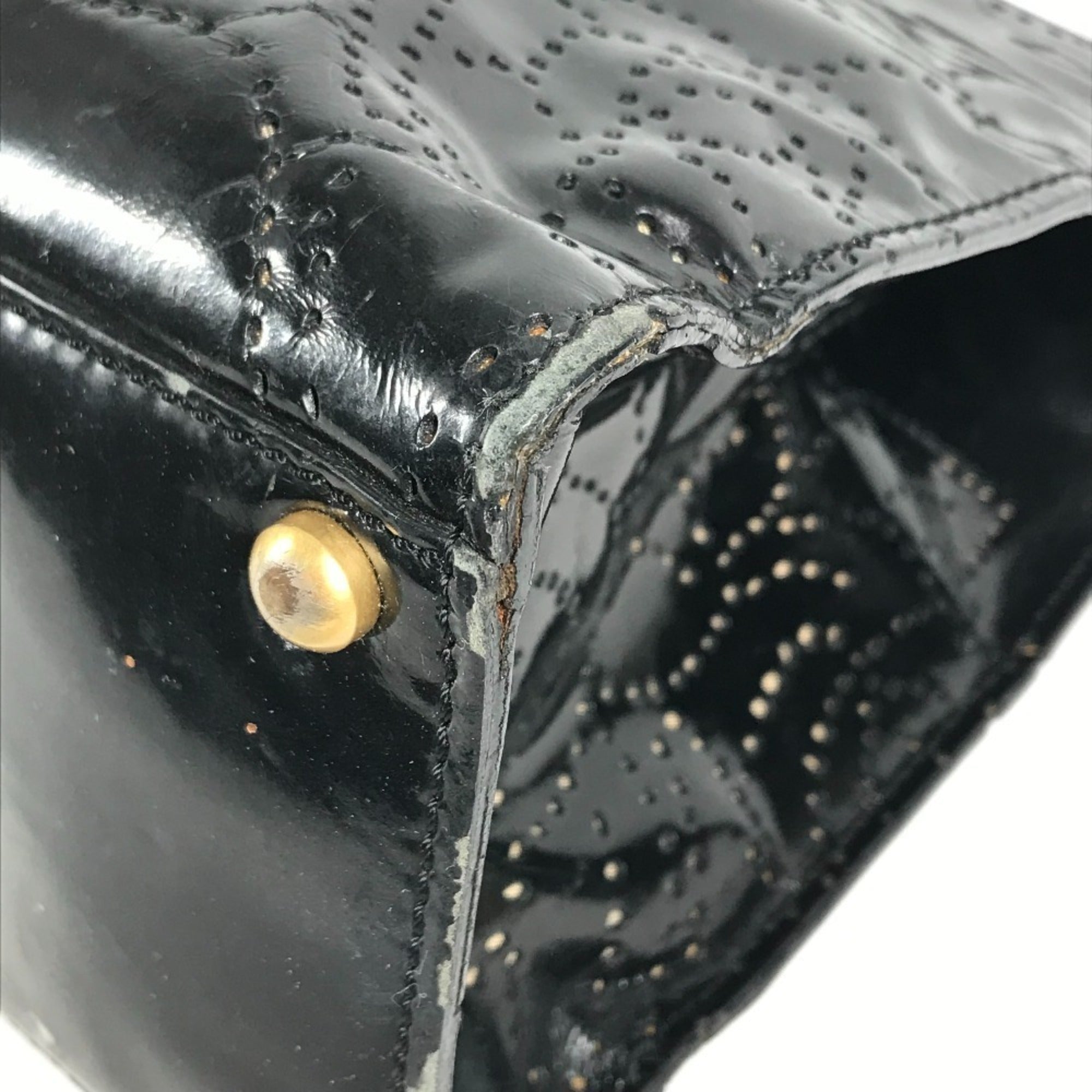 Chanel Camellia Black Patent Leather Handbag Shoulder Bag Tote Bag (Pre-Owned)