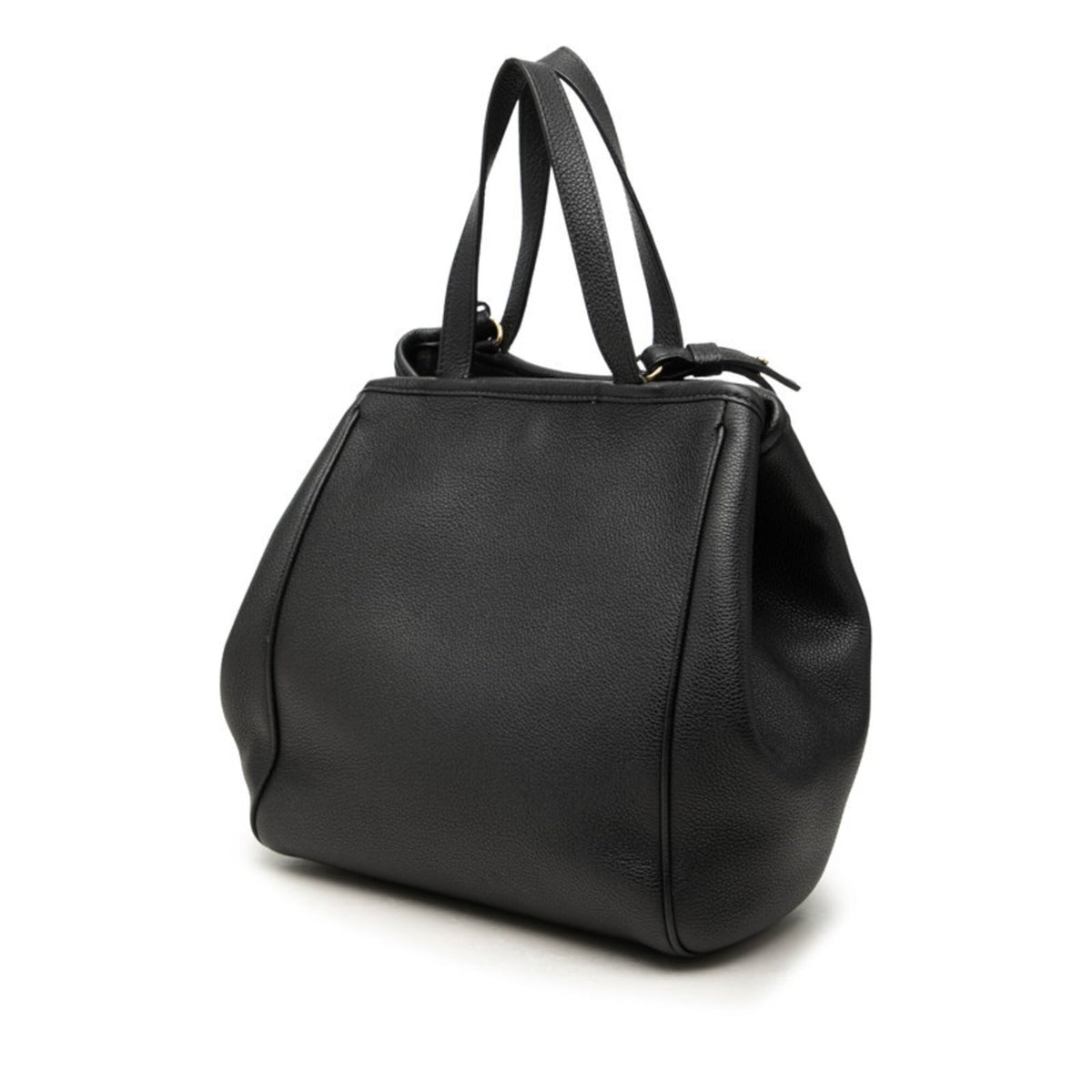 Celine Cabas Black Leather Handbag Shoulder Bag (Pre-Owned)