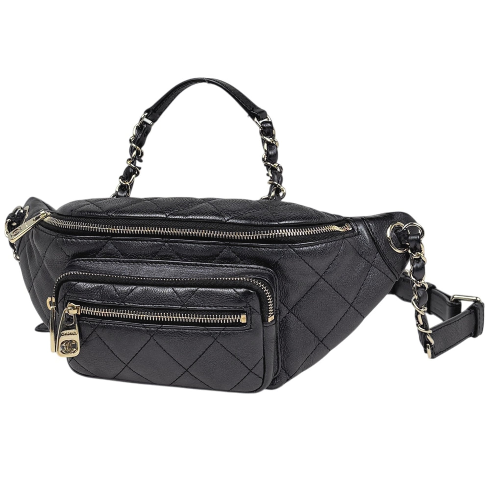 Chanel Black Grained Calfskin Sling Bag (Pre-Owned)