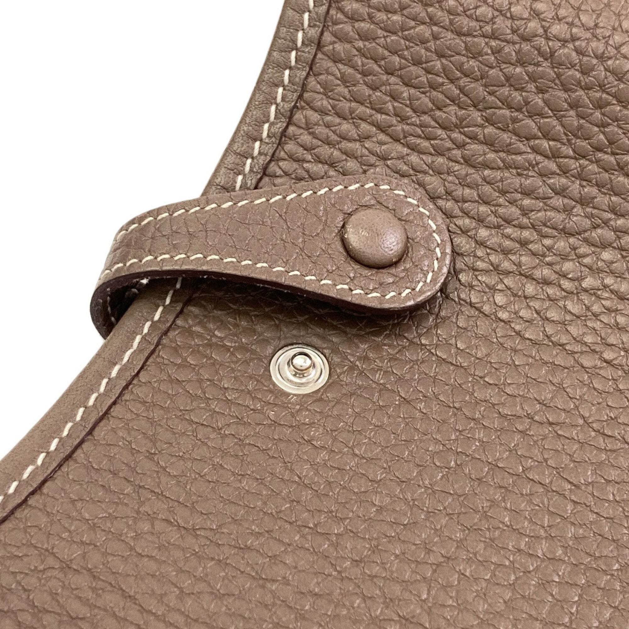 Hermes Etoupe Gray Taurillon Clemence Leather Shoulder Bag (Pre-Owned)