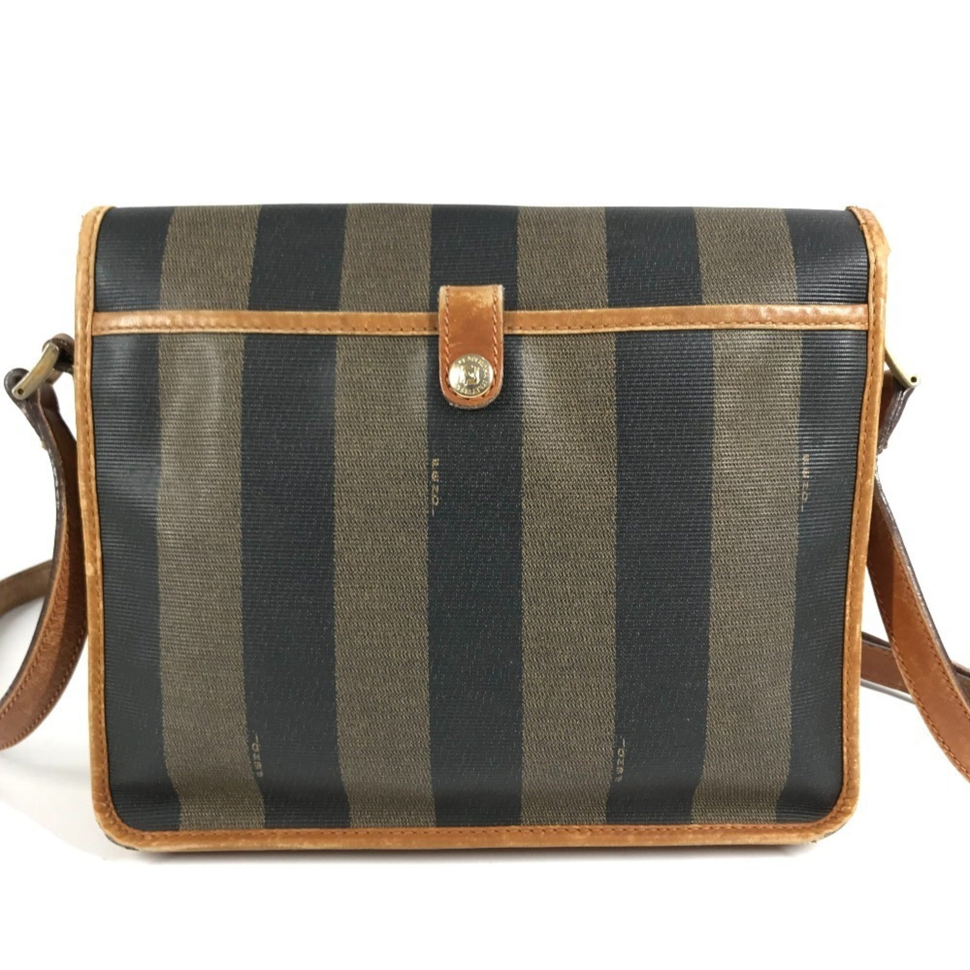 Fendi Brown Khaki Pvc Leather Pochette Shoulder Bag (Pre-Owned)