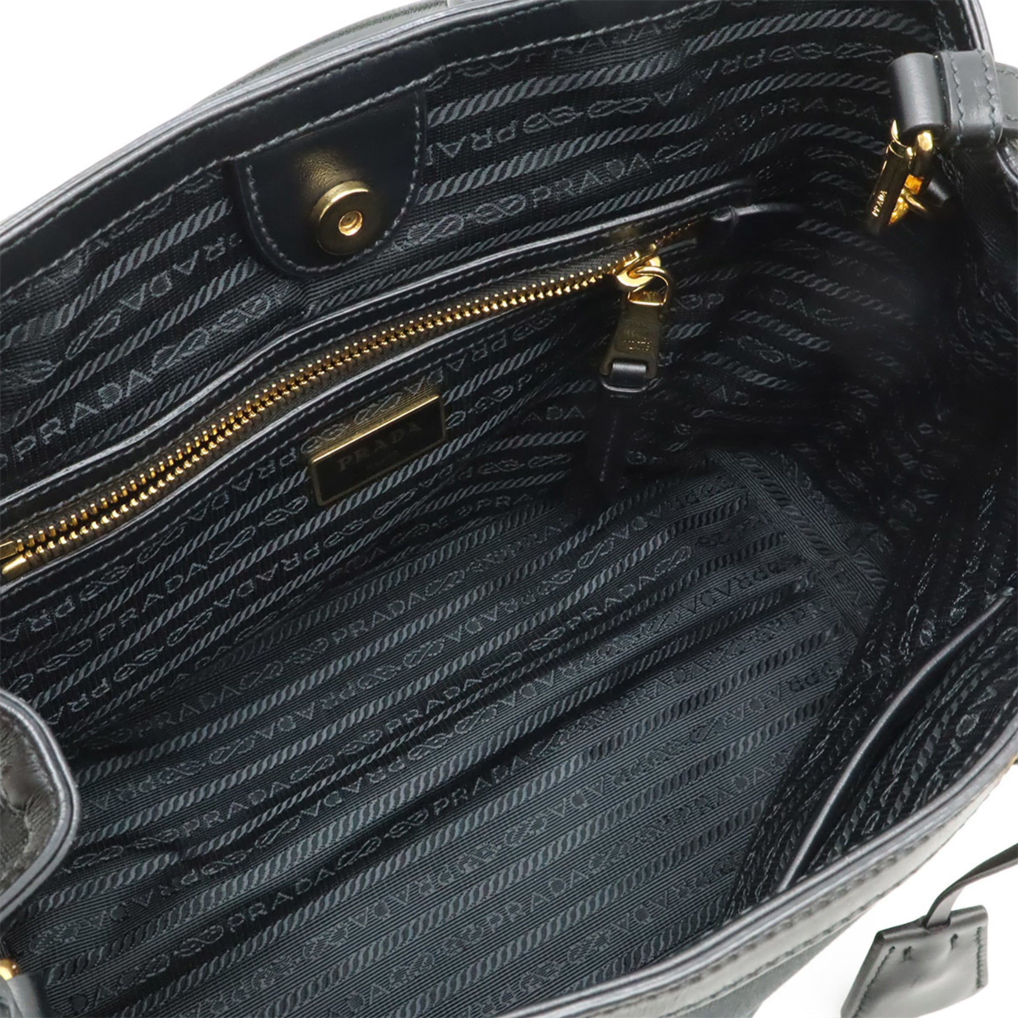 Prada Black Nero Canvas Leather Handbag Shoulder Bag (Pre-Owned)