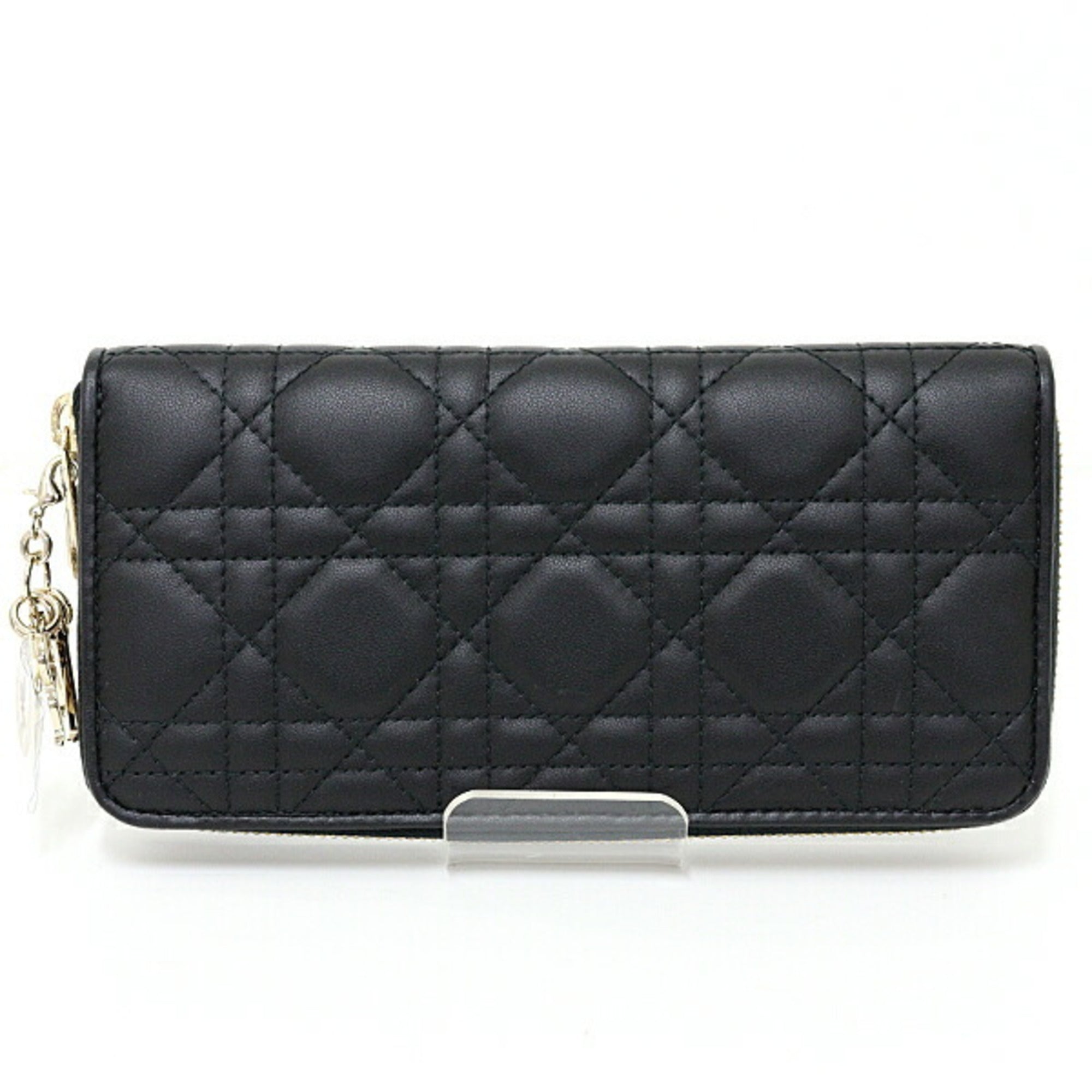 Christian Dior Black Leather Long Wallet (Bi-Fold) (Pre-Owned)