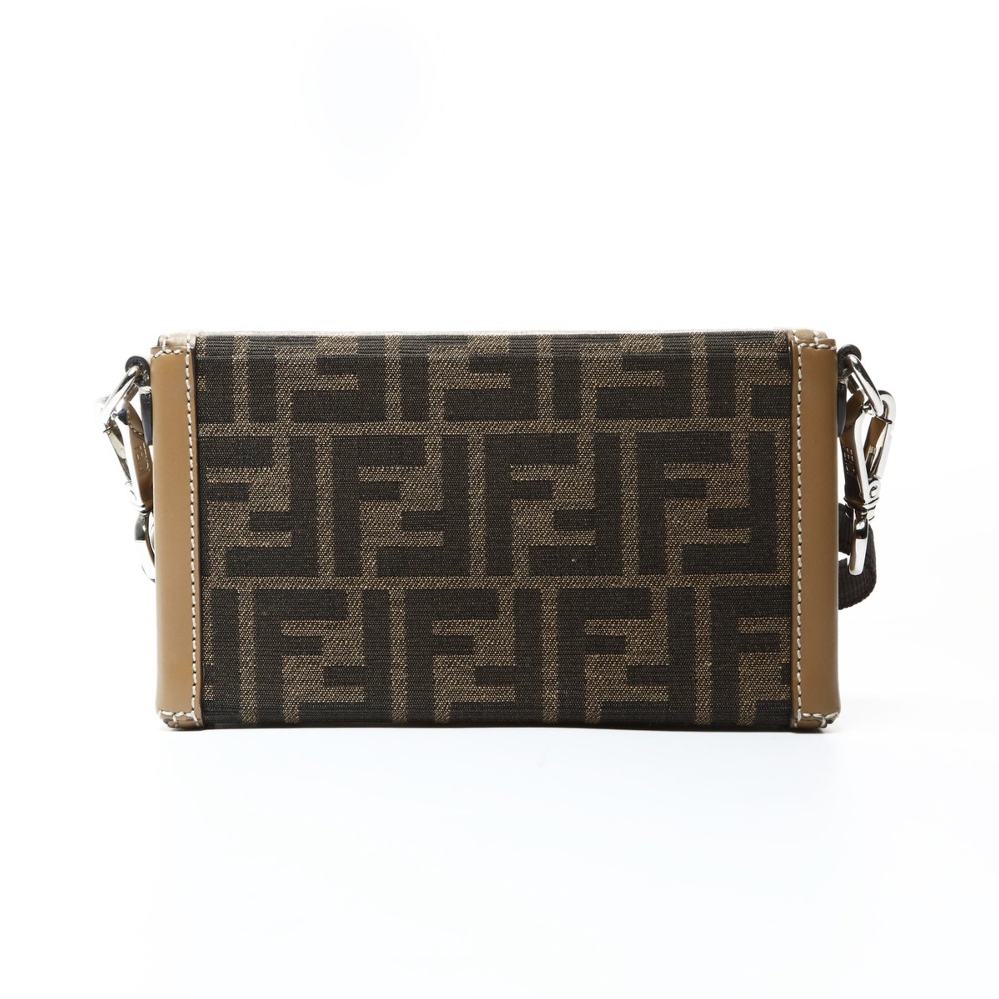 Fendi Zucca Brown Pouch Shoulder Bag (Pre-Owned)