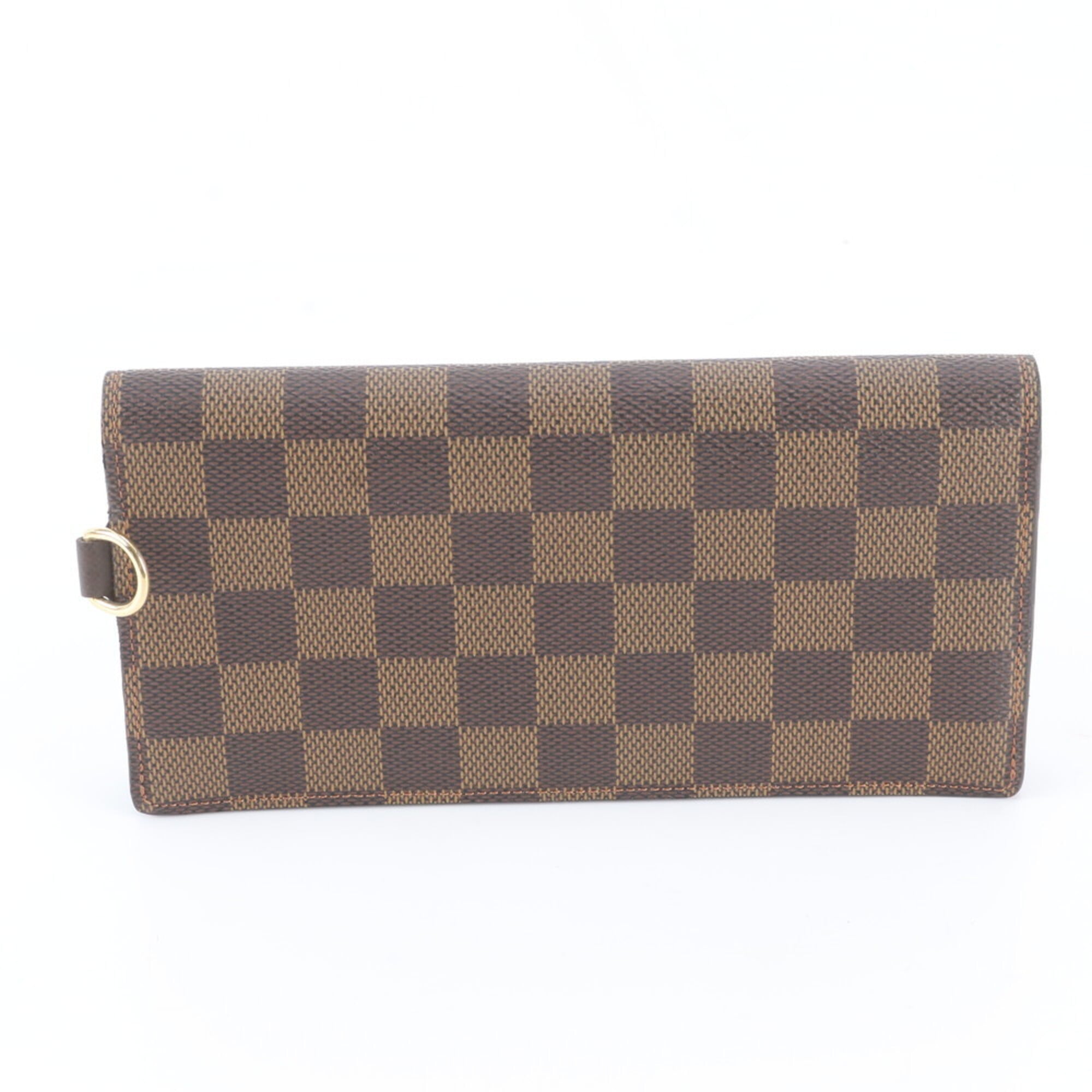 Louis Vuitton Brown Leather Coated Canvas Long Wallet (Bi-Fold) (Pre-Owned)