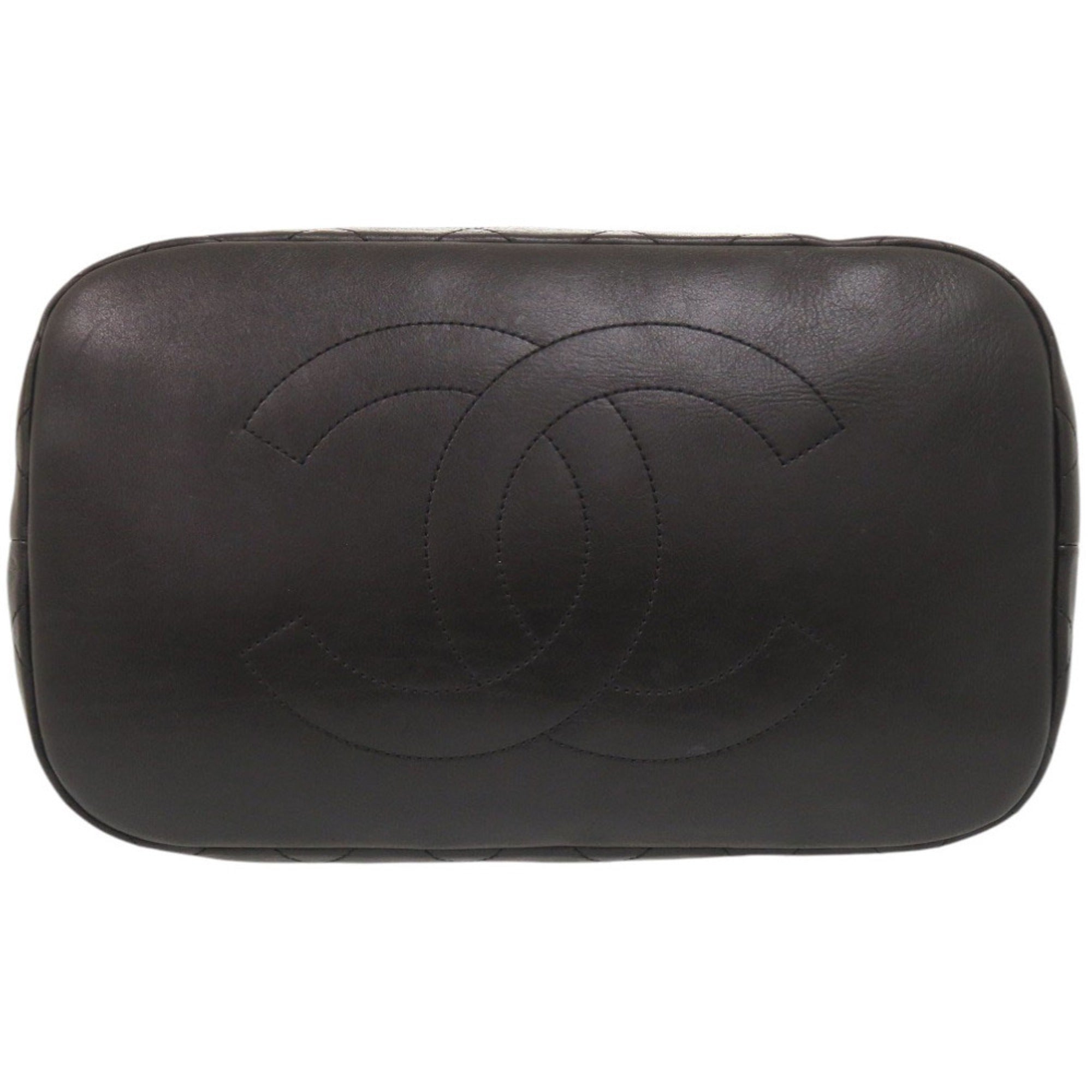 Chanel Black Wool Leather Shoulder Bag (Pre-Owned)