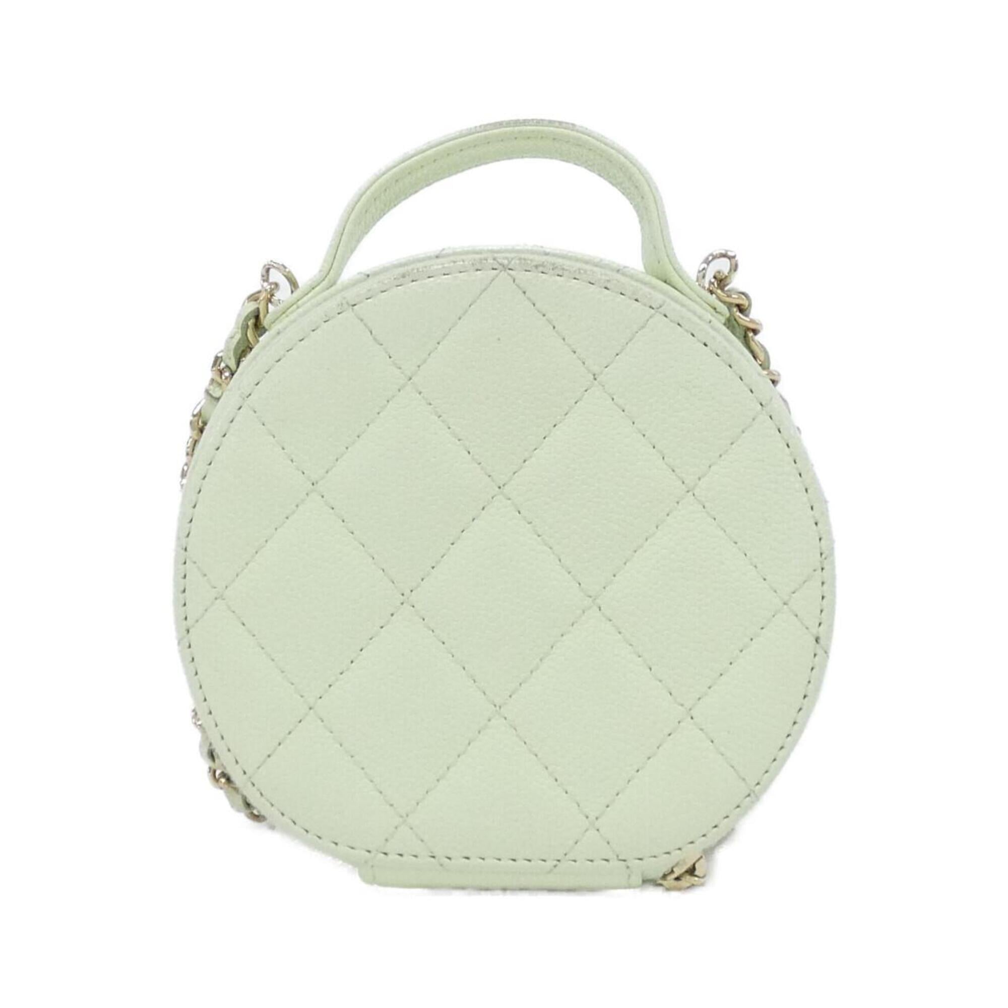 Chanel Light Green Grained Calfskin Shoulder Bag (Pre-Owned)
