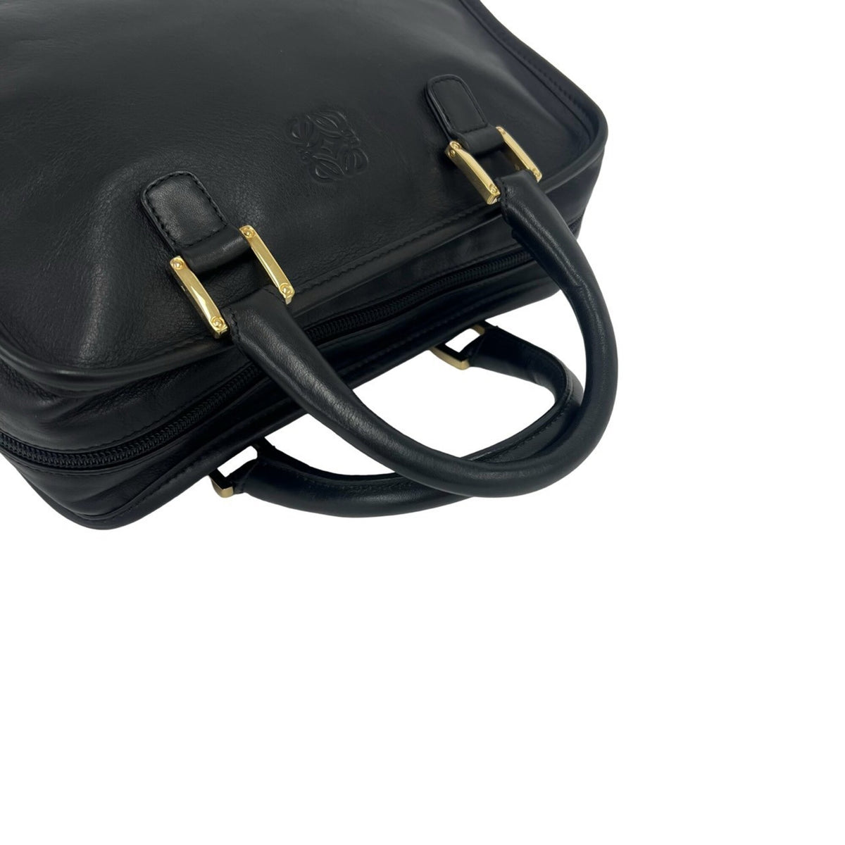 Loewe Black Leather Boston Bag Handbag Tote Bag (Pre-Owned)