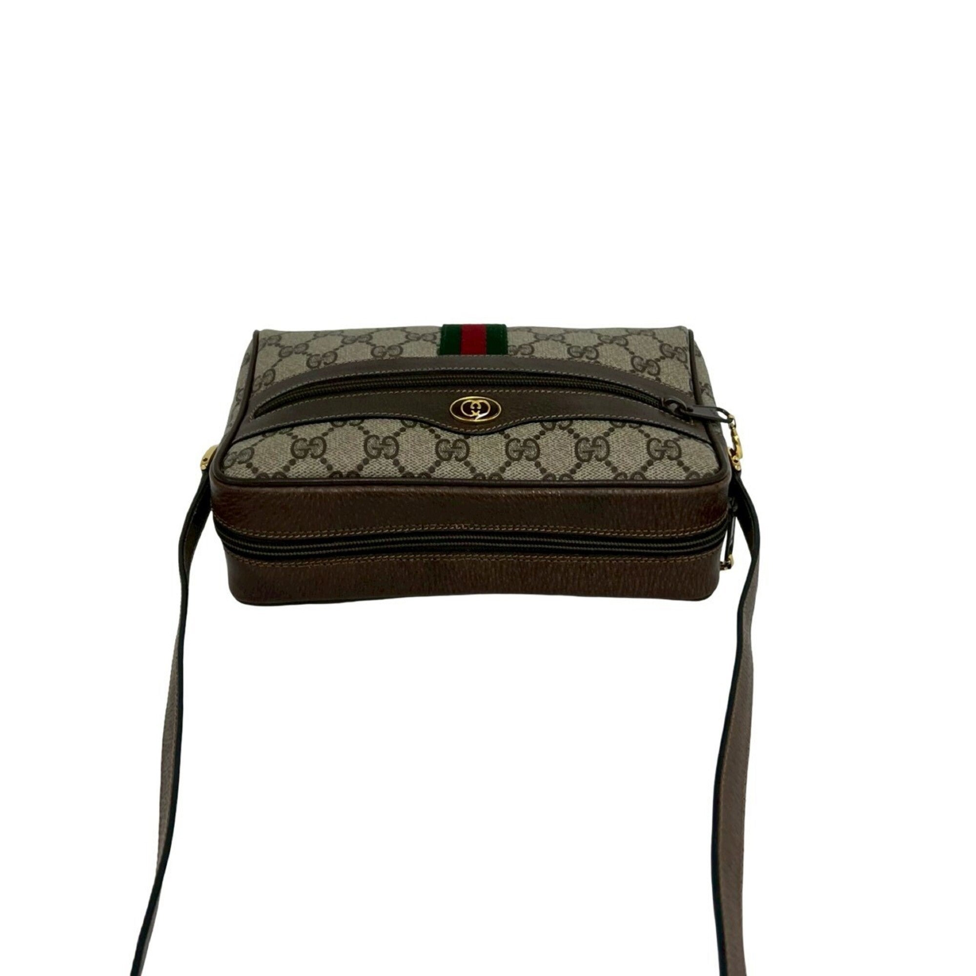 Gucci Brown Green Red Color Pvc Leather Shoulder Bag (Pre-Owned)