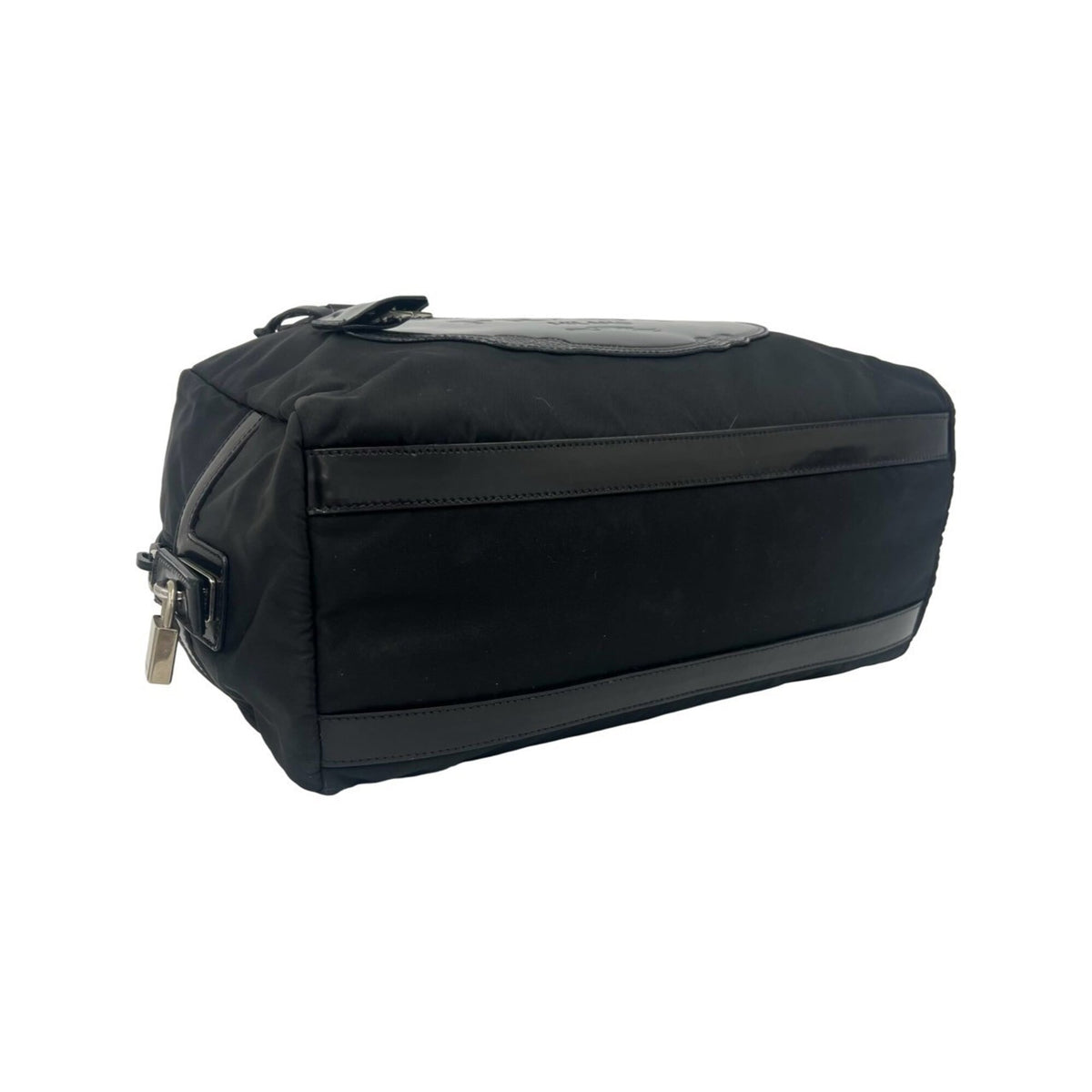 Prada Black Nylon Patent Leather Boston Bag Shoulder Bag (Pre-Owned)