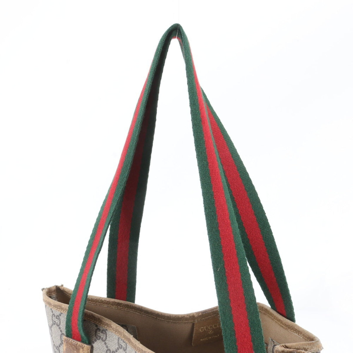 Gucci Brown Leather Coated Canvas Shoulder Bag Tote Bag (Pre-Owned)