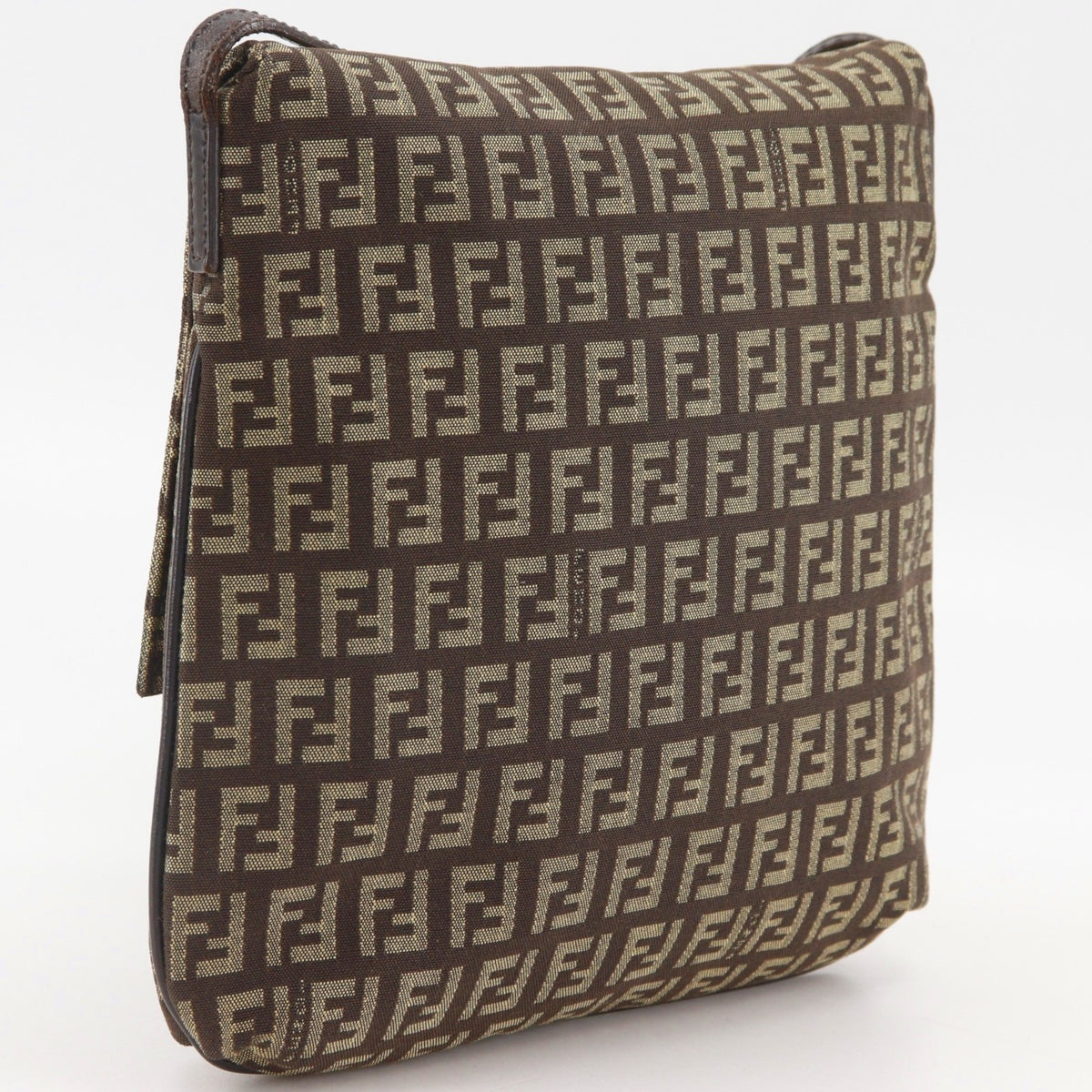 Fendi Brown Zucchino Canvas Shoulder Bag (Pre-Owned)