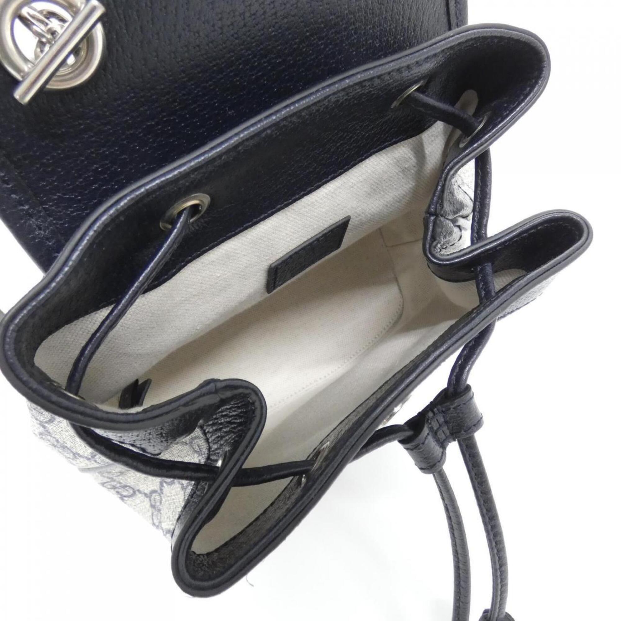 Gucci Beige Blue Gg Supreme Leather Backpack (Pre-Owned)