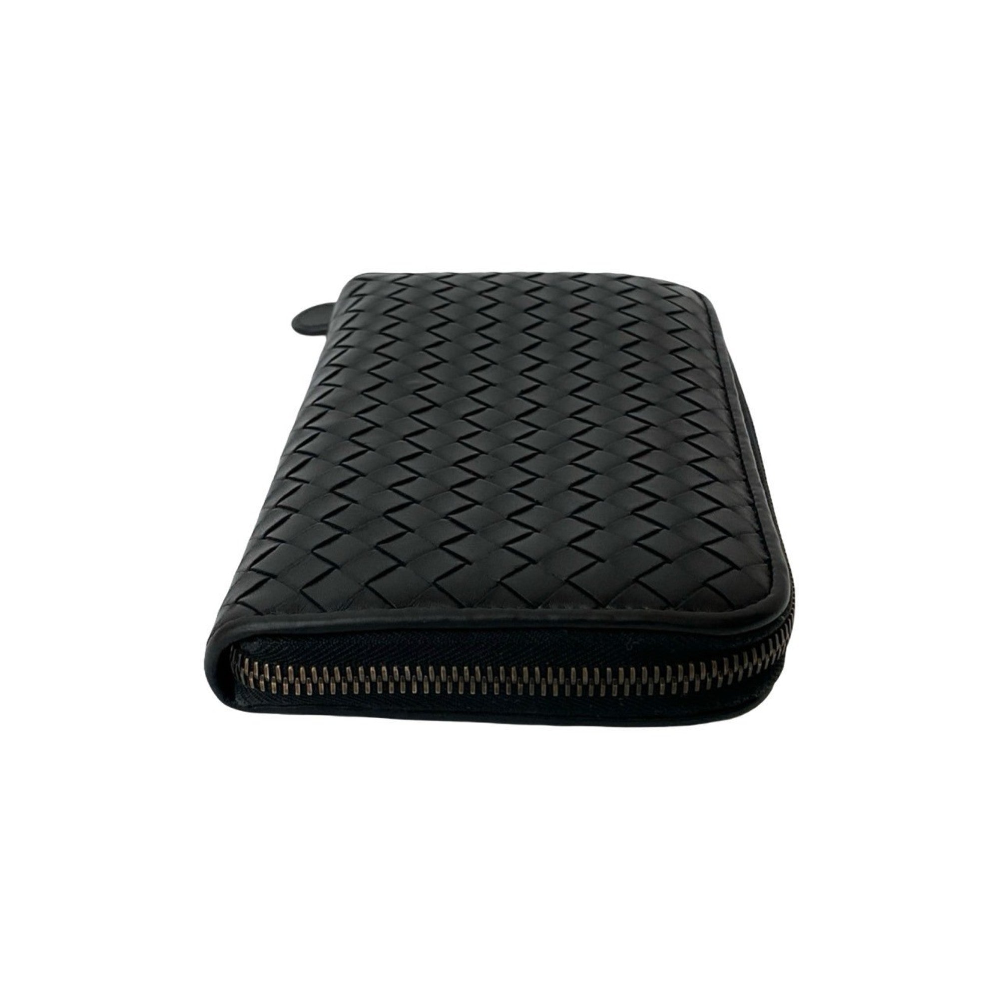 Bottega Veneta Black Leather Long Wallet (Bi-Fold) (Pre-Owned)