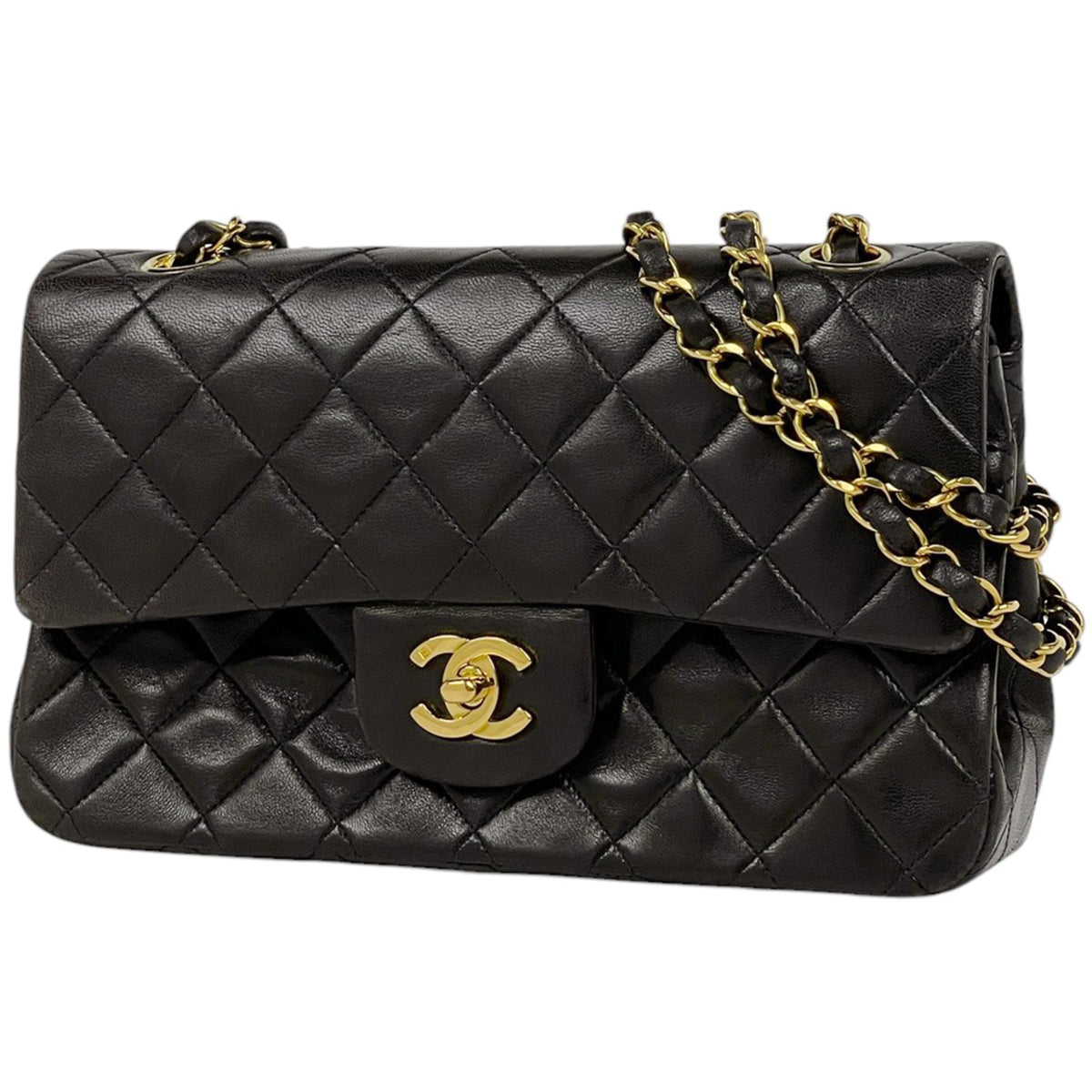 Chanel Matelasse Black Leather Shoulder Bag (Pre-Owned)