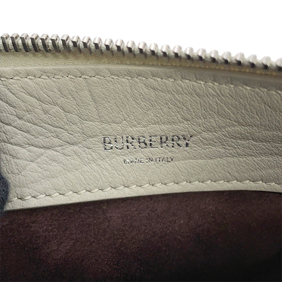 Burberry Light Gray Leather Handbag Shoulder Bag (Pre-Owned)
