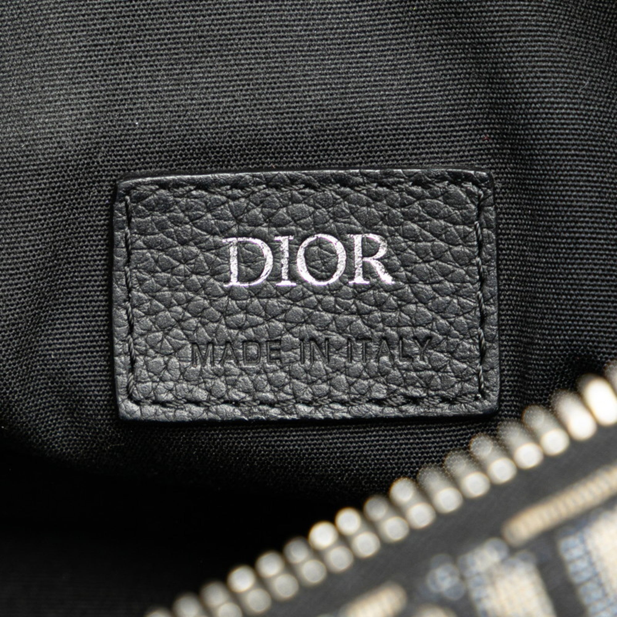 Christian Dior Beige Navy Canvas Leather Saddle Bag Shoulder Bag Sling Bag (Pre-Owned)