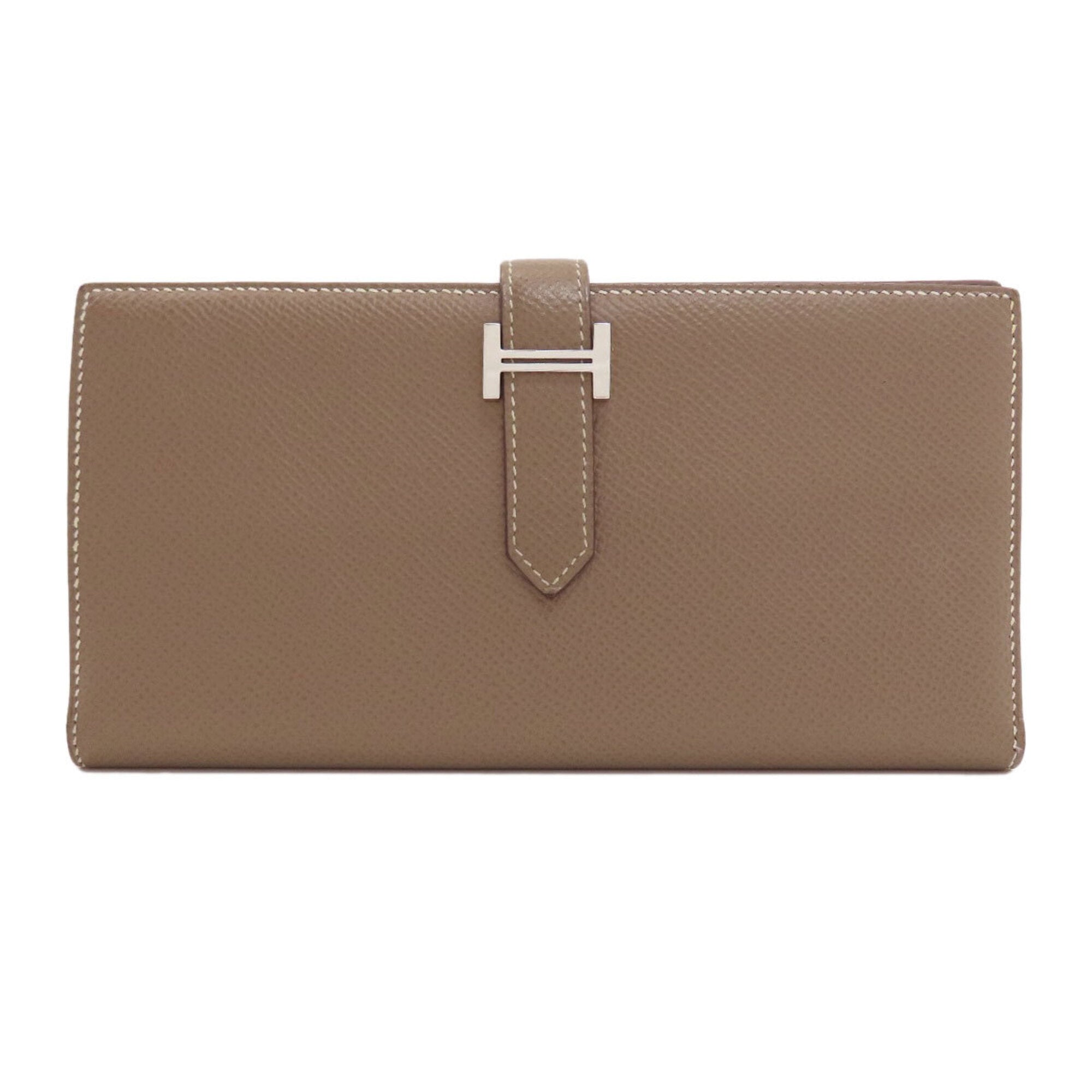 Hermes Etoupe Gray Epsom Leather Long Wallet (Bi-Fold) (Pre-Owned)