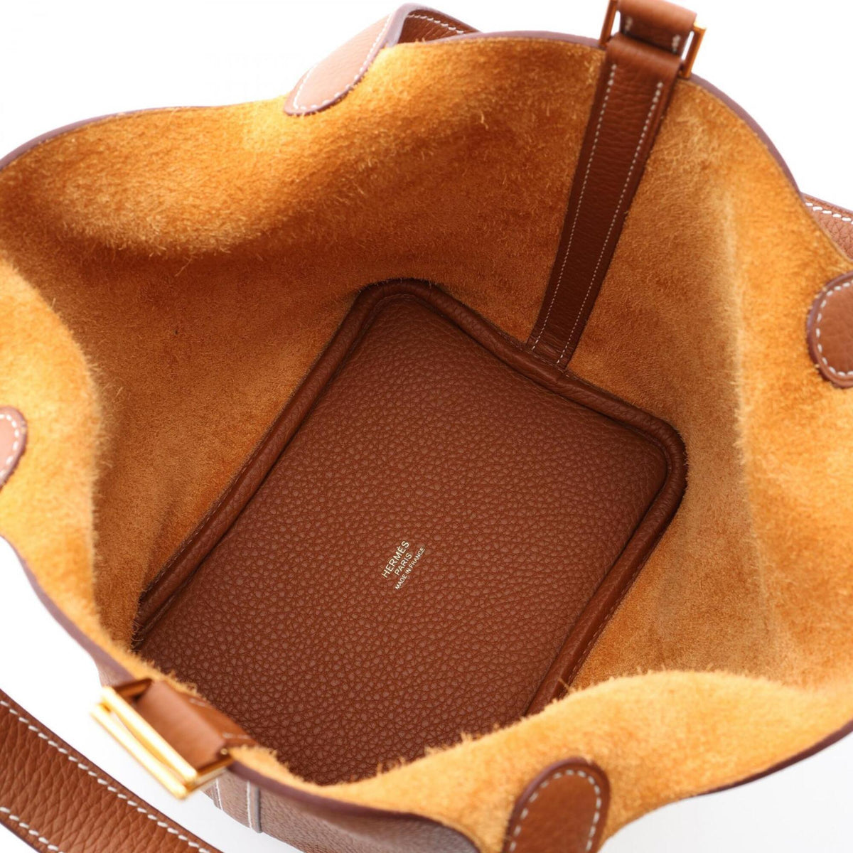 Hermes Brown Gold Brown Taurillon Clemence Leather Handbag (Pre-Owned)