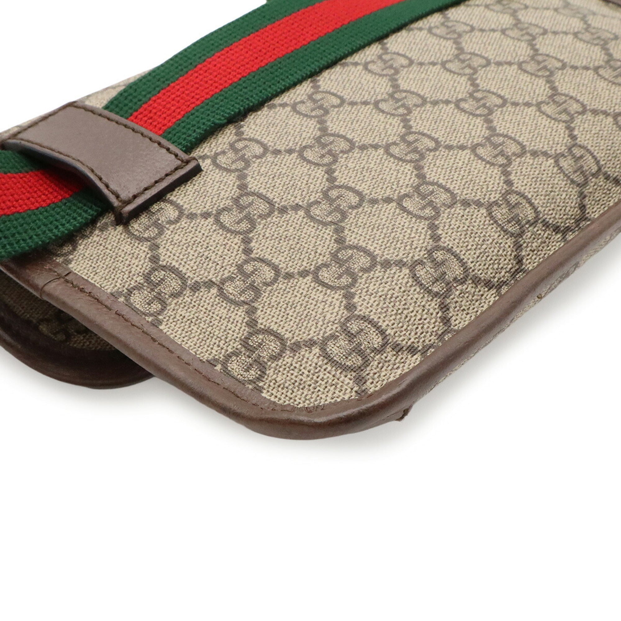 Gucci Beige Green Red Color Gg Supreme Leather Fanny Pack Sling Bag (Pre-Owned)