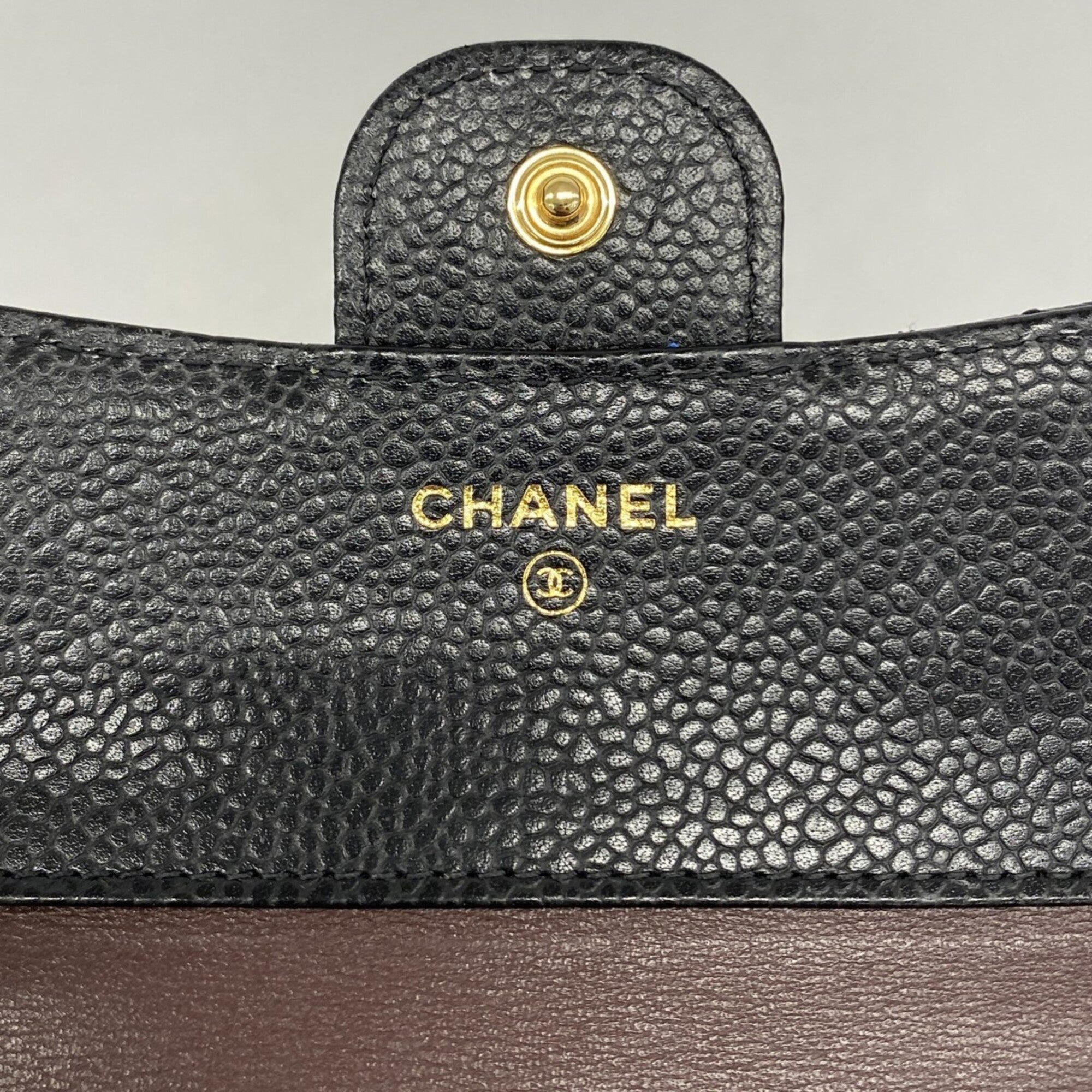 Chanel Black Grained Calfskin Wallet (Tri-Fold) (Pre-Owned)