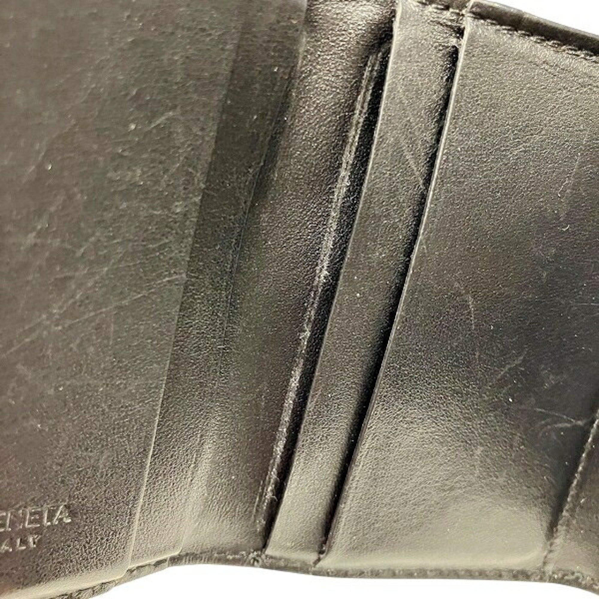 Bottega Veneta Black Leather Coin Purse/Coin Case (Pre-Owned)