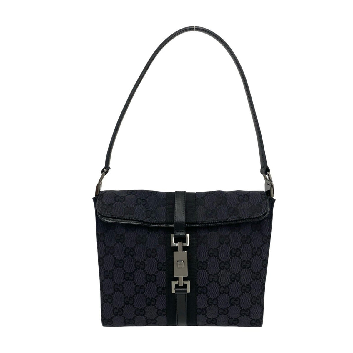 Gucci Black Canvas Leather Handbag Shoulder Bag (Pre-Owned)