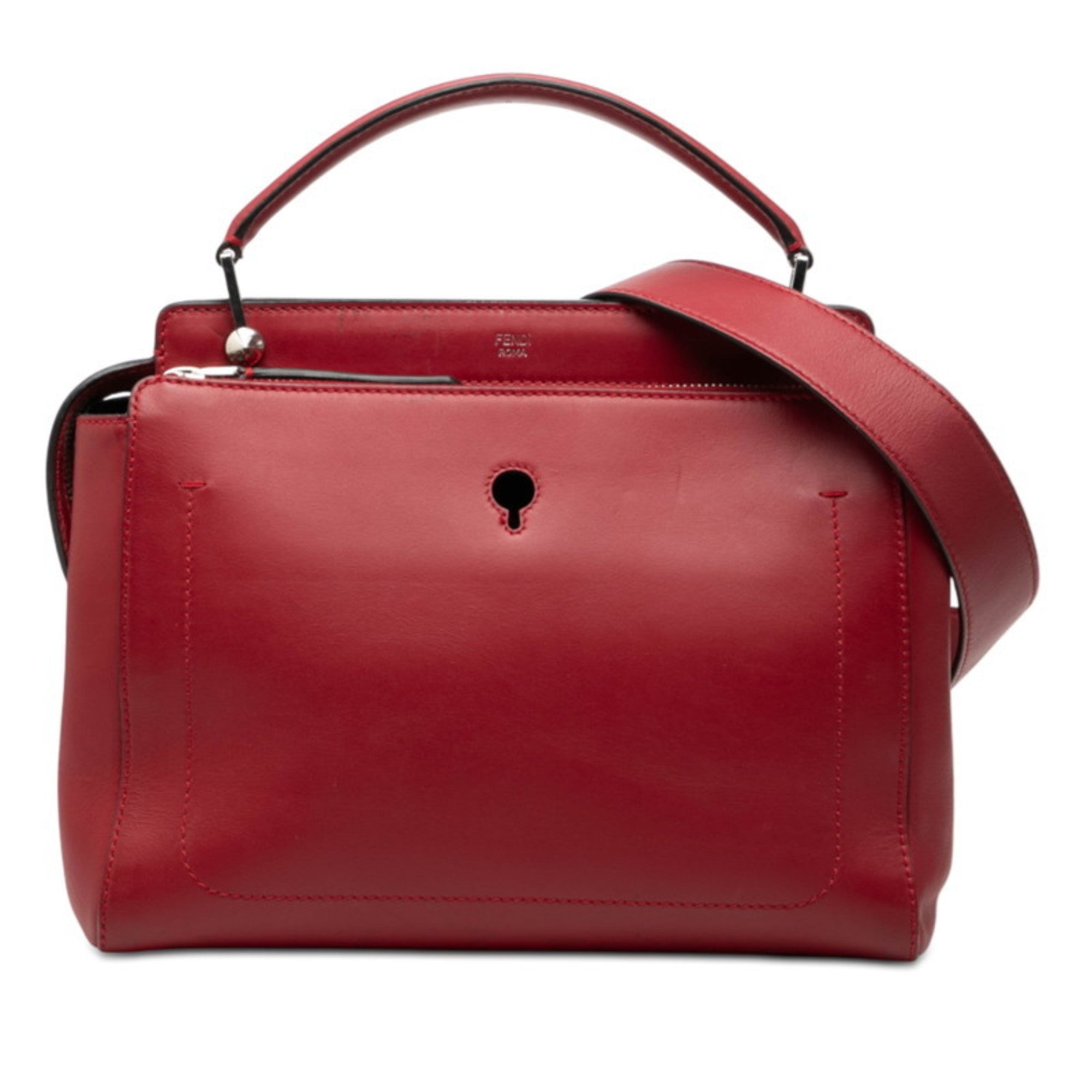 Fendi Red Color Leather Handbag Pouch Shoulder Bag (Pre-Owned)