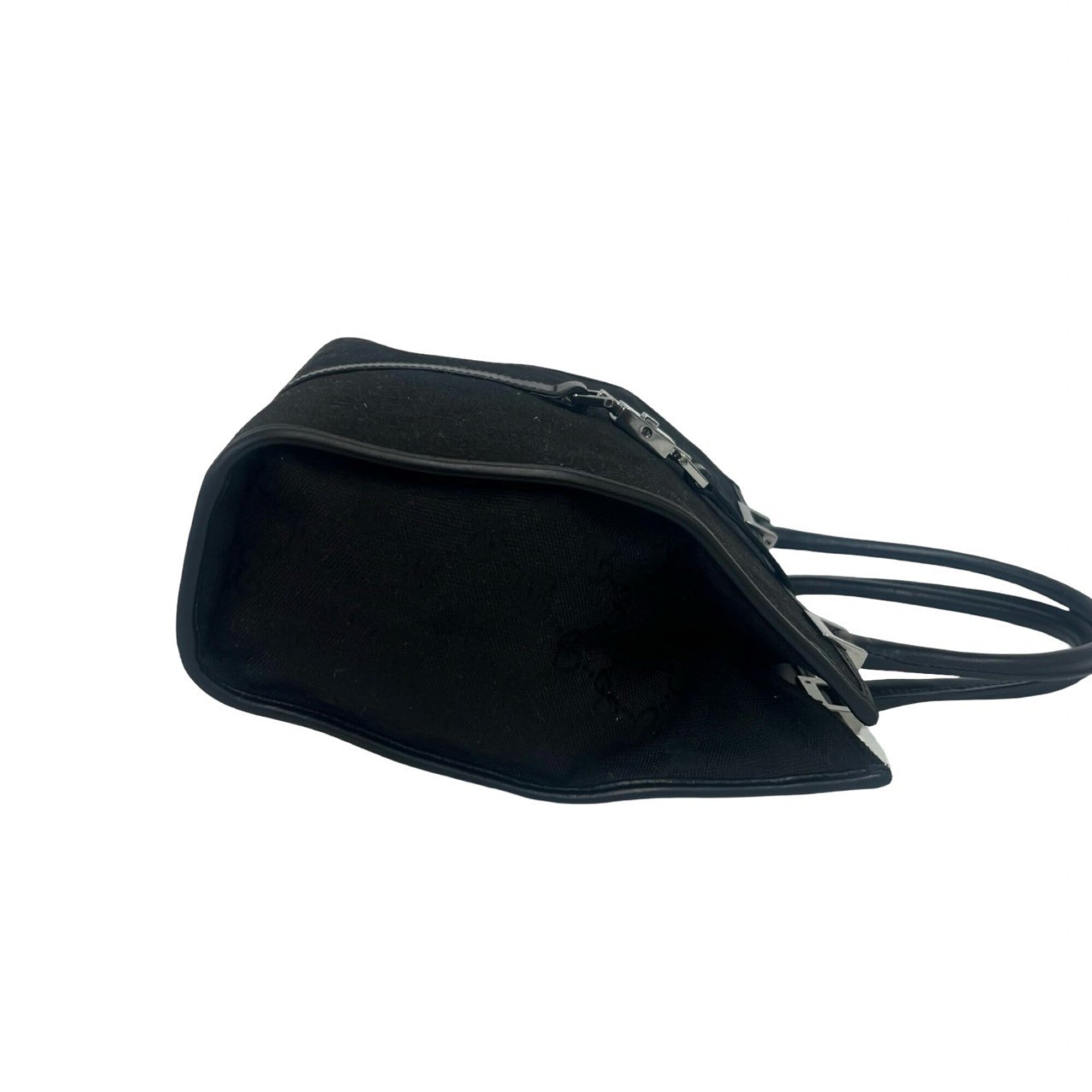 Gucci Black Canvas Leather Handbag Tote Bag (Pre-Owned)