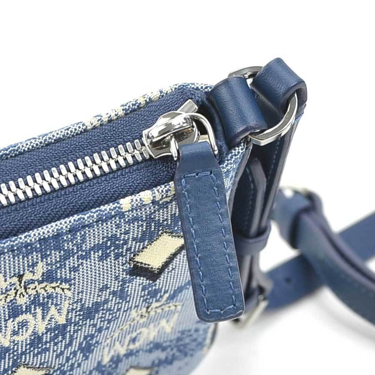 Mcm Blue Canvas Leather Shoulder Bag (Pre-Owned)