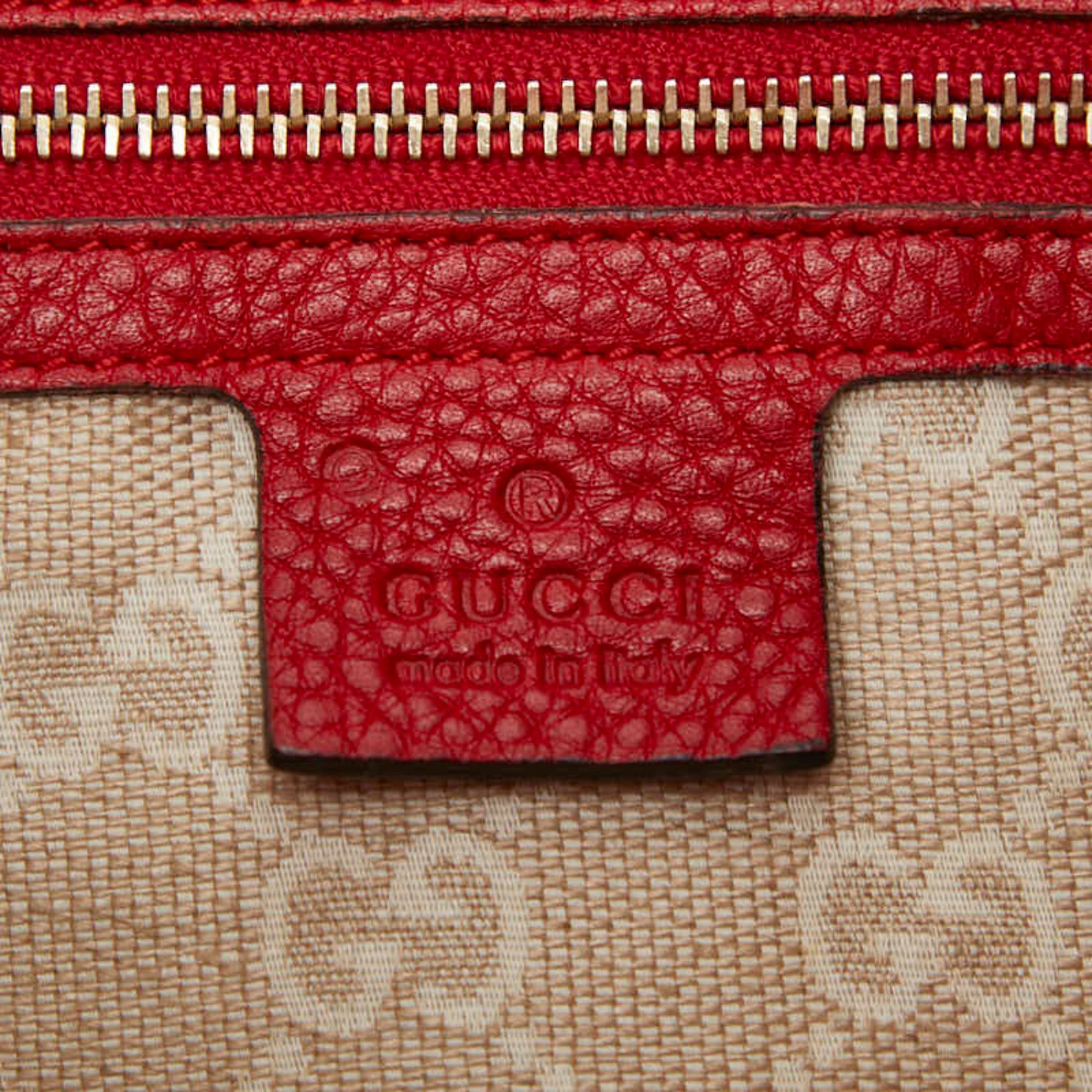 Gucci Bamboo Red Color Leather Handbag Shoulder Bag (Pre-Owned)