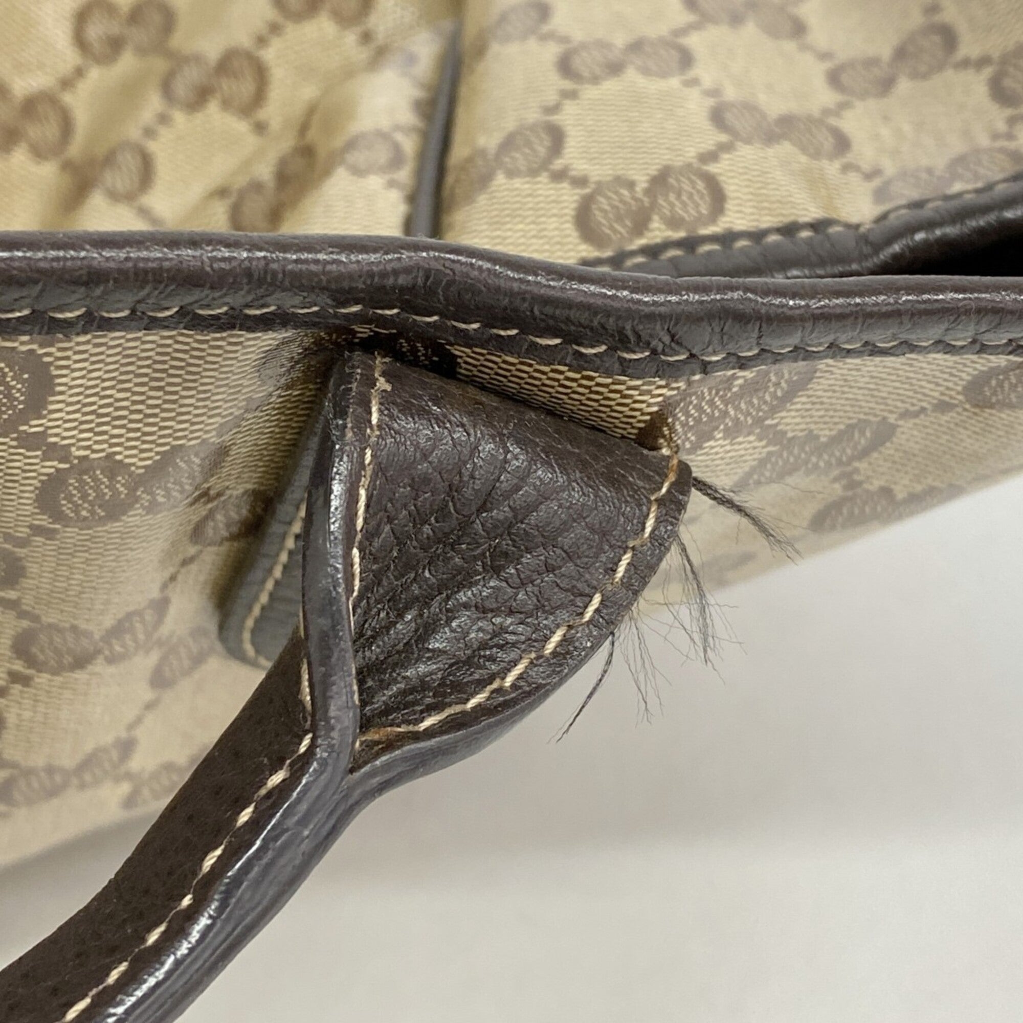 Gucci Beige Brown Coated Canvas Tote Bag (Pre-Owned)